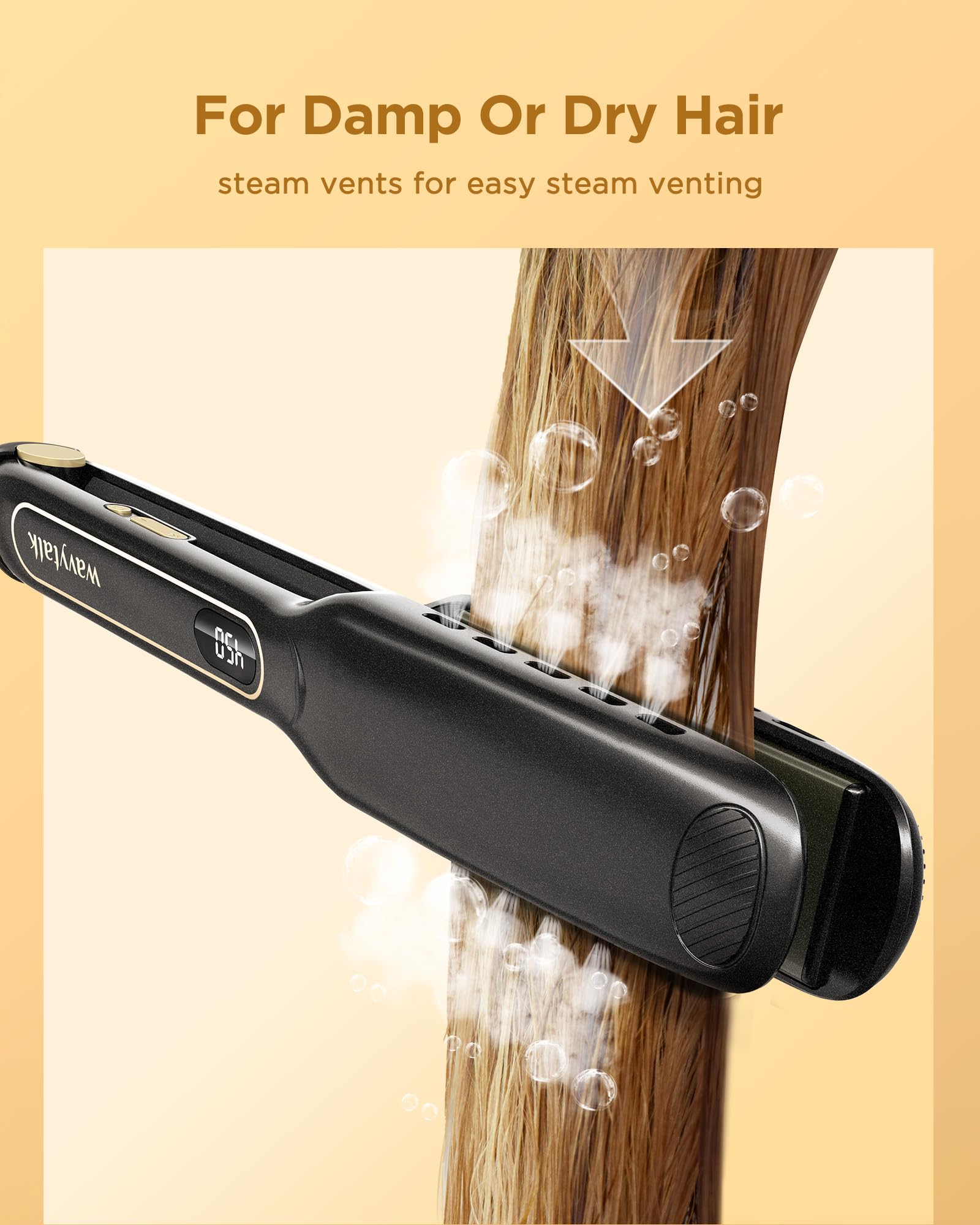 Wavytalk Hair Straightener, Wet to Straight Flat Iron, Titanium Flat Iron 1.7 Inch Wide Flat Iron for Hair, Professional Straigh