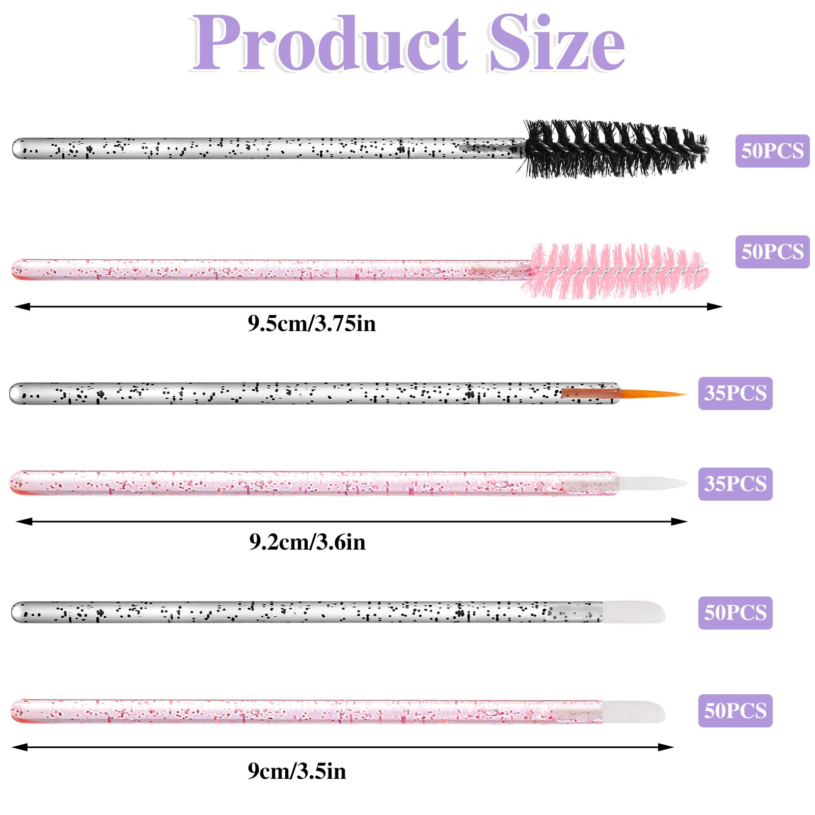 270 Pcs Crystal Disposable Makeup Applicators Kit, Makeup Artist Must Haves Tools 100 Mascara Wands 100 Lipstick Applicators 70