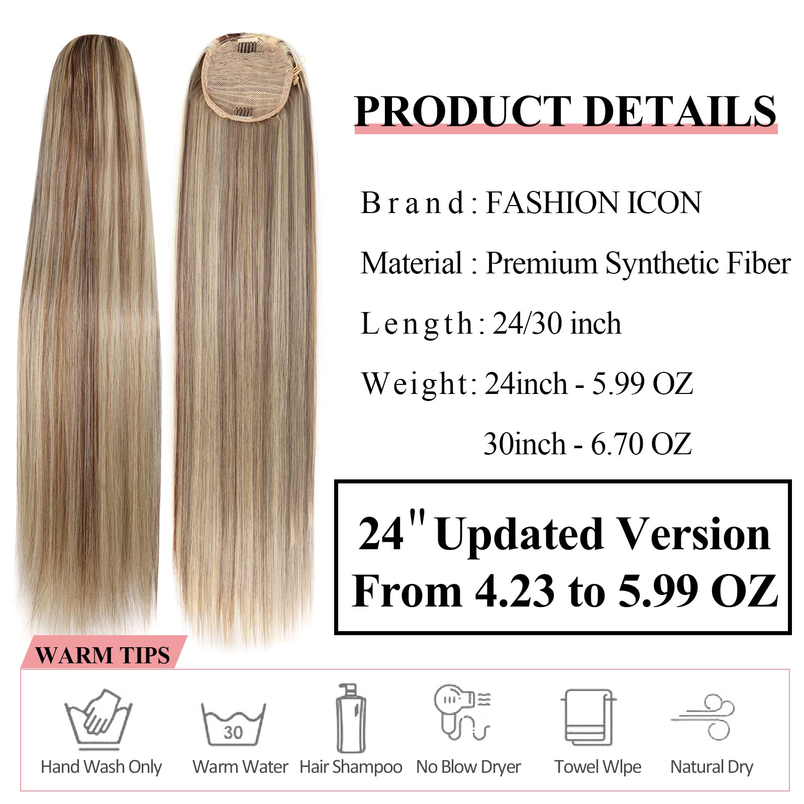 Fashion Icon Long Blonde Ponytail Extensions Drawstring Straight Clip in Hair Extension Ponytail For Women 30Inch Synthetic Hair