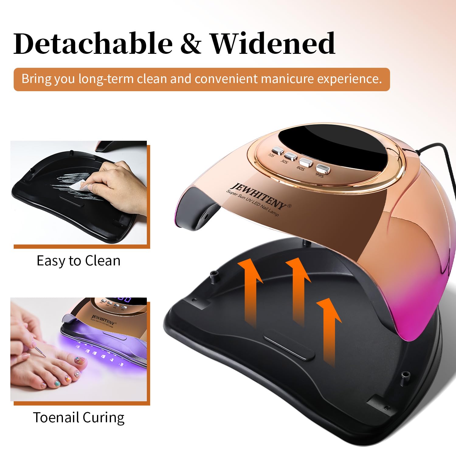 JEWHITENY Golden U V LED Light for Gel Nails:Nail Lamp with 4 Timers & Automatic Sensor Fast Curing Light for Gel Nail Polish Pr