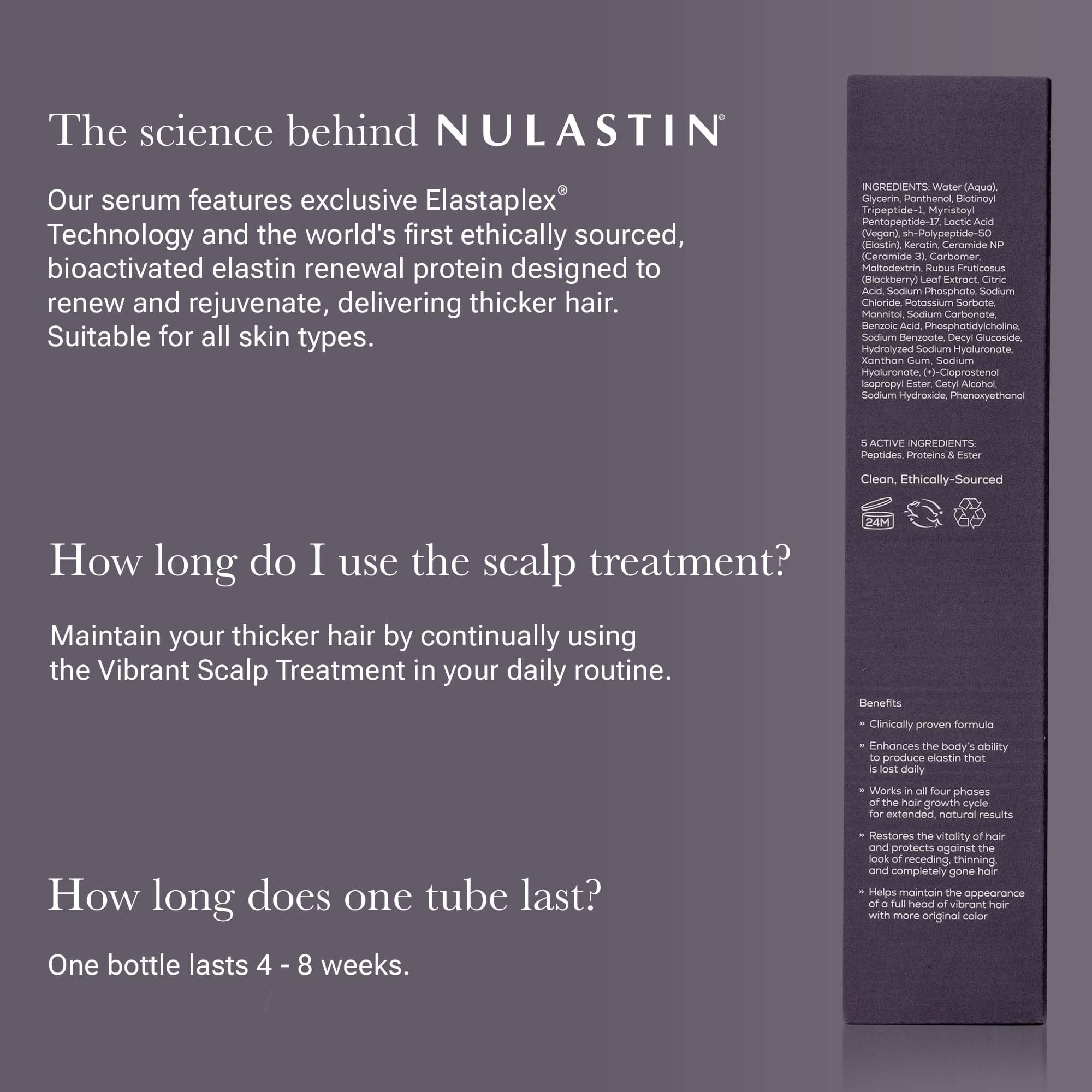 Nulastin Hair Vibrant Scalp Serum Treatment With Elastaplex For Thicker, Fuller Looking Hair, Vegan-Friendly & Cruelty-Free (2-P