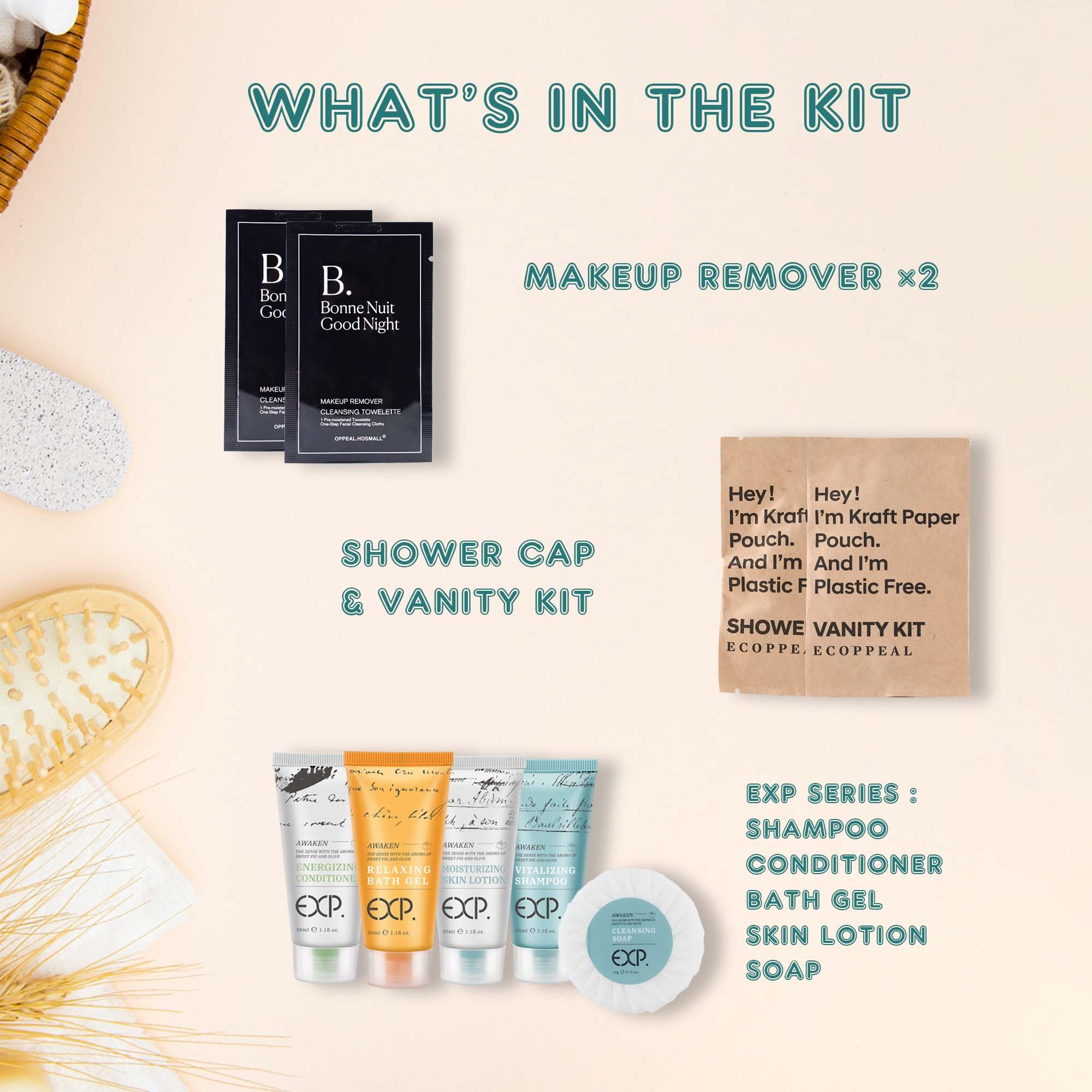 Guestsupply Kits 8-Piece with Travel Size TSA Compliant Essentials, Featuring: Shampoo Conditioner Shower Gel Body Lotion Soap b