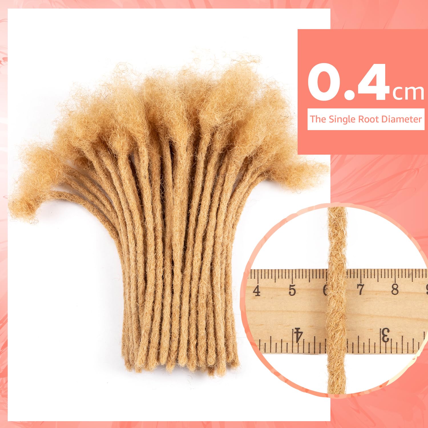 Teresa 0.4Cm Width 100% Human Hair Dreadlock Extensions For Men/Women/Kids Full Hand-Made Permanent Dread Locs Human Hair Can Be
