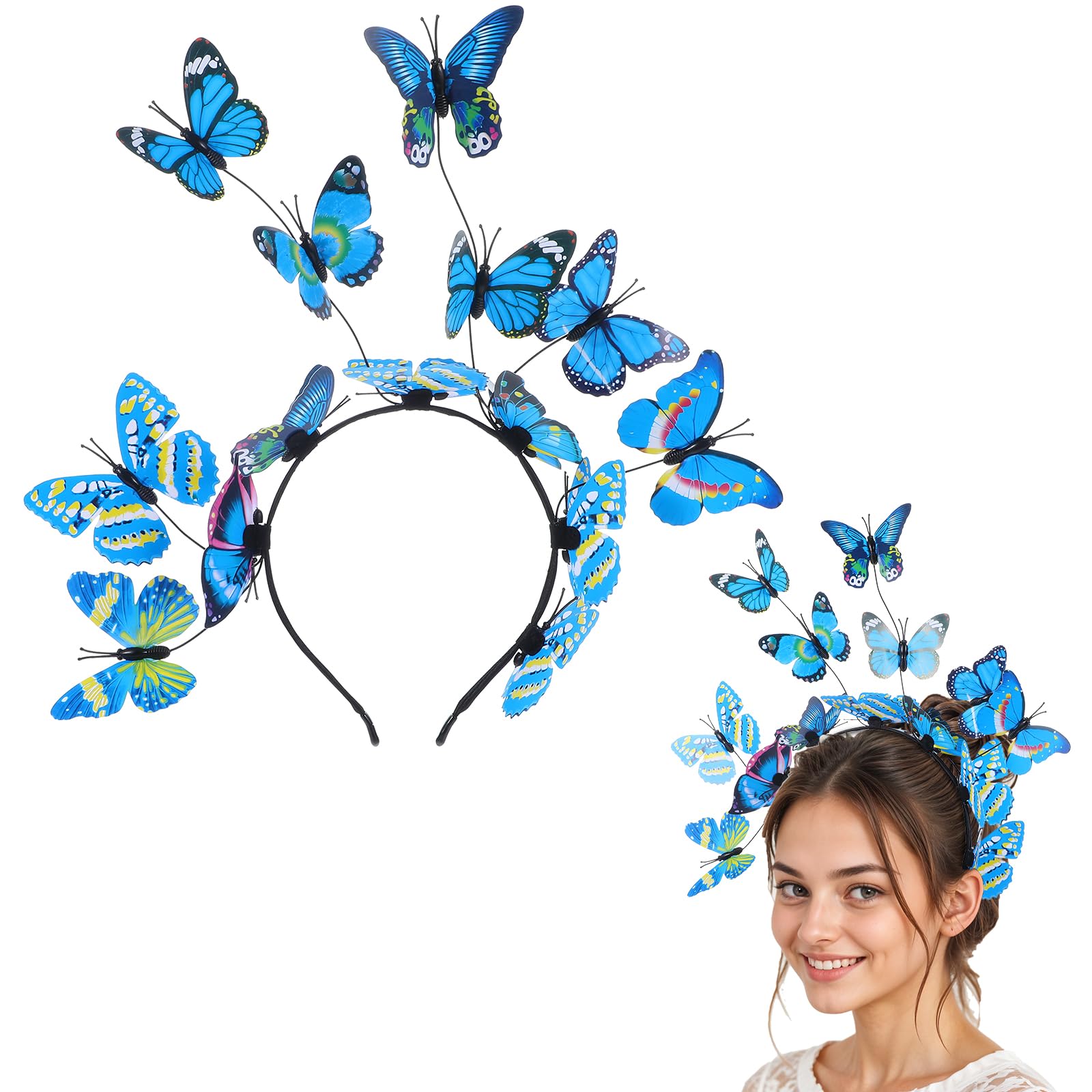 Tyqour Butterfly Headband Butterfly Fascinators Hat Butterfly Headpiece Crowns Tiaras Bands Festival Tea Party Halloween Carniva