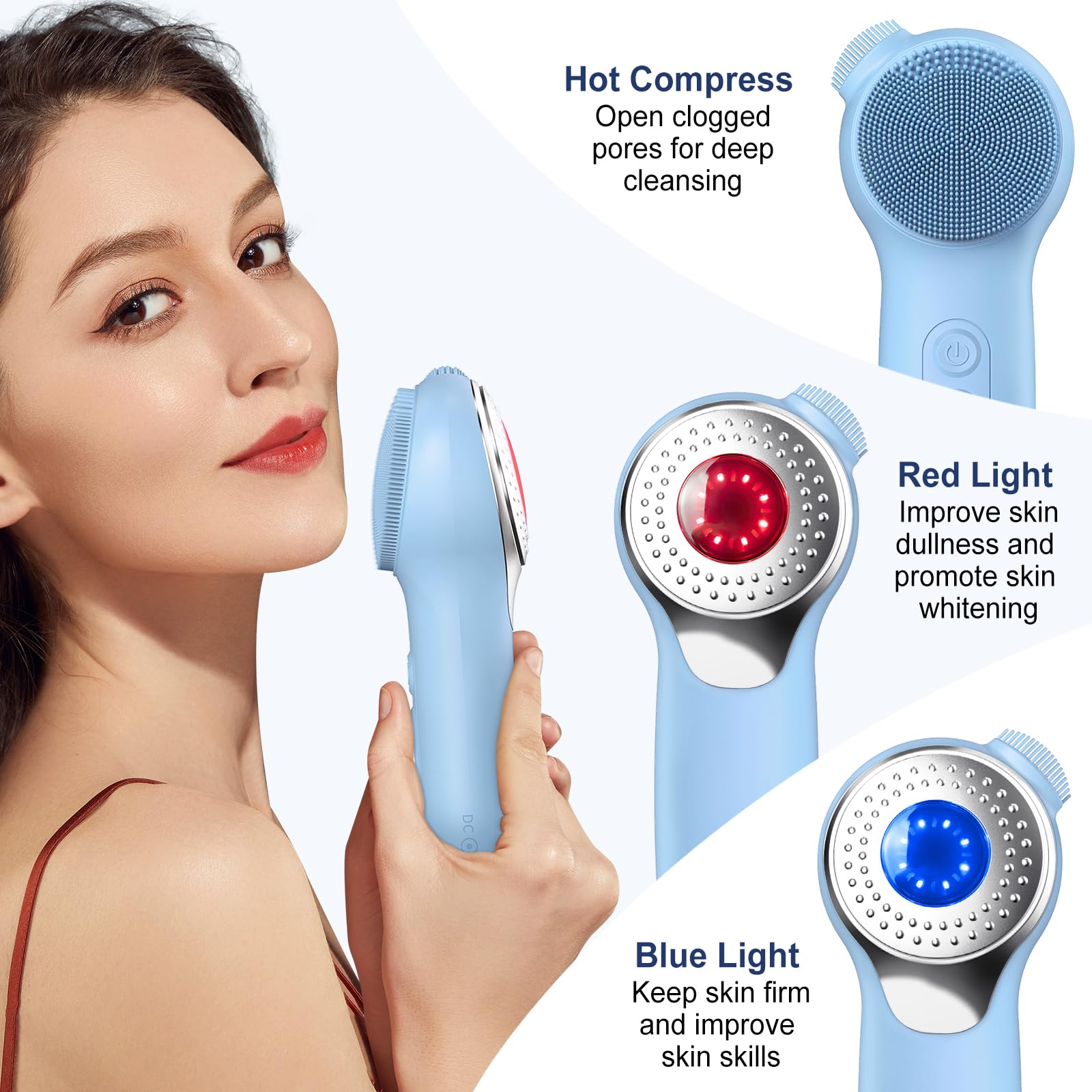 Facial Cleansing Brush, Silicone Electric Face Scrubber Waterproof Sonic Vibration Face Cleanser Brush For Men Women, Rechargeab