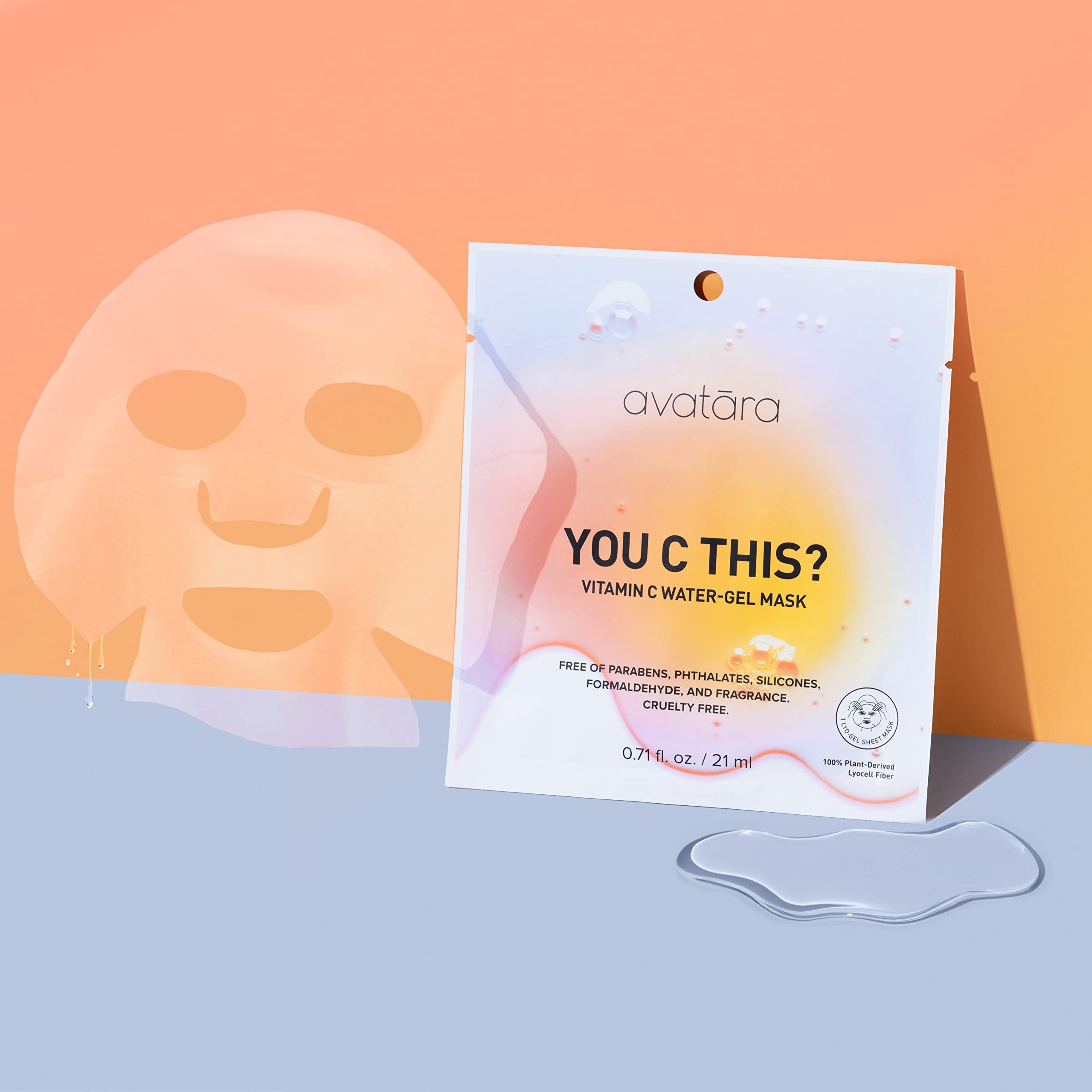 Avatara - You C This? Vitamin C Water-Gel Mask, Hydrating Mask, Sheet Masks With Niacinamide And Hyaluronic Acid, Facial Mask Ma