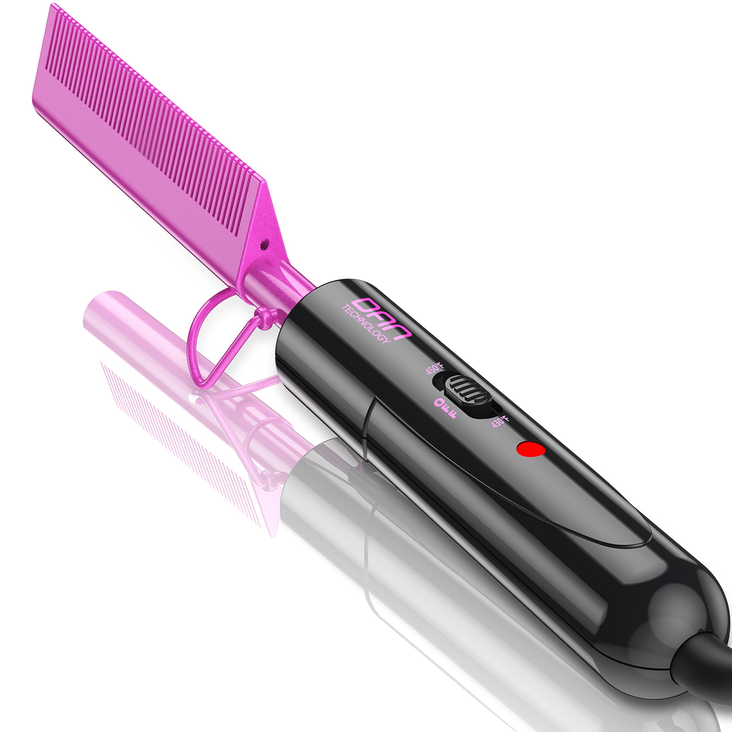 Dan Technology Mini Hot Comb,Dual Voltage Pressing Comb,450? Heat Comb Hair Straightener,Fast Heating Plug In Hot Comb,Ceramic H