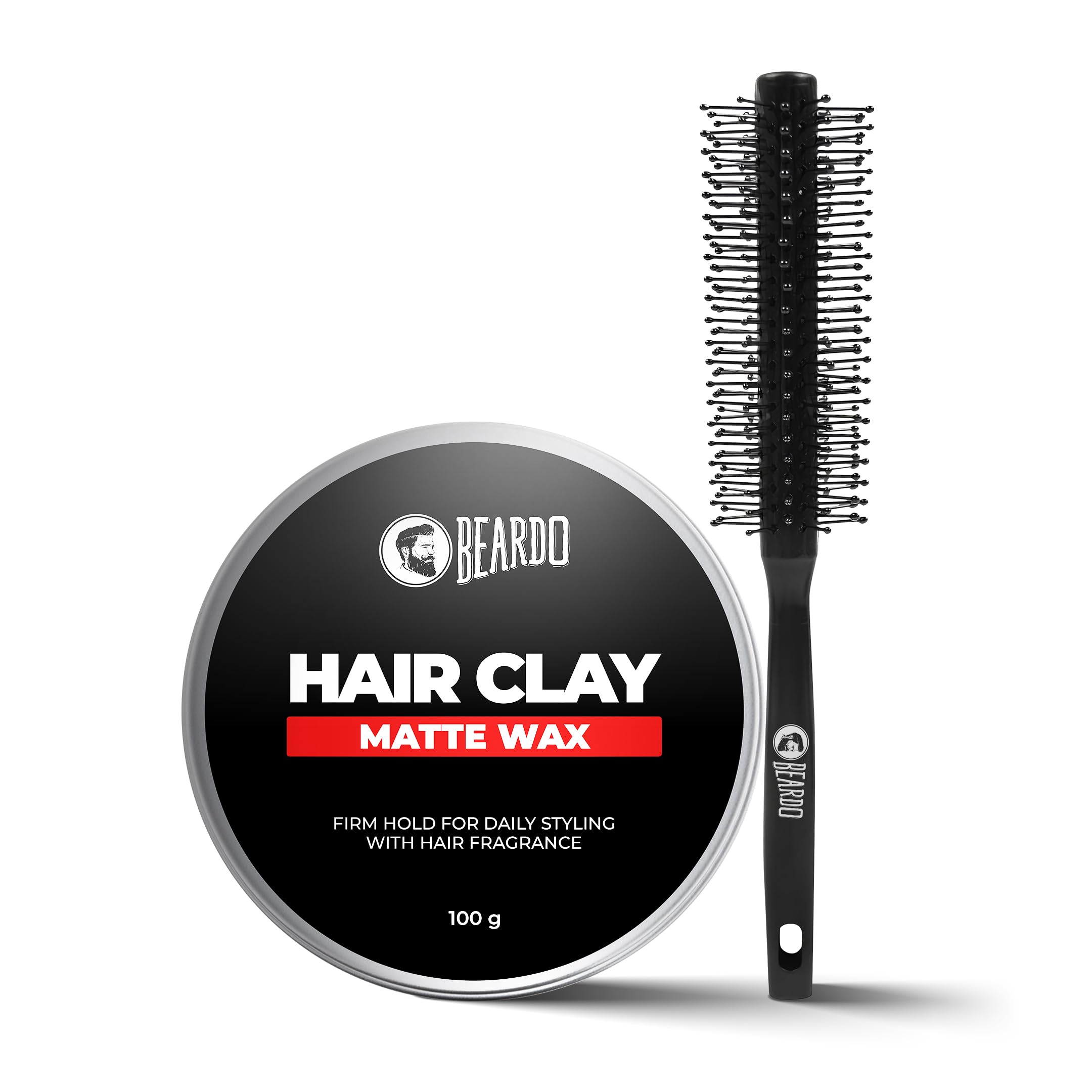 Beardo Hair Clay Wax With Roller Hair Brush For Men | | Hair Clay For Men | Styling Wax | Volumizing | Strong Hold | Restylable 
