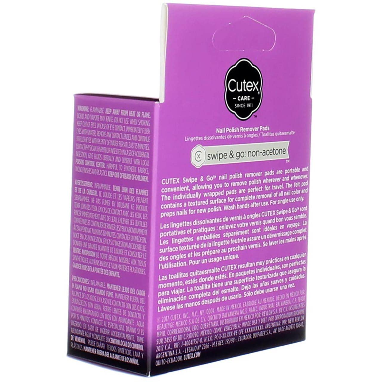 Cutex Care Swipe & Go Non-Acetone Nail Polish Remover Pads 10Ct