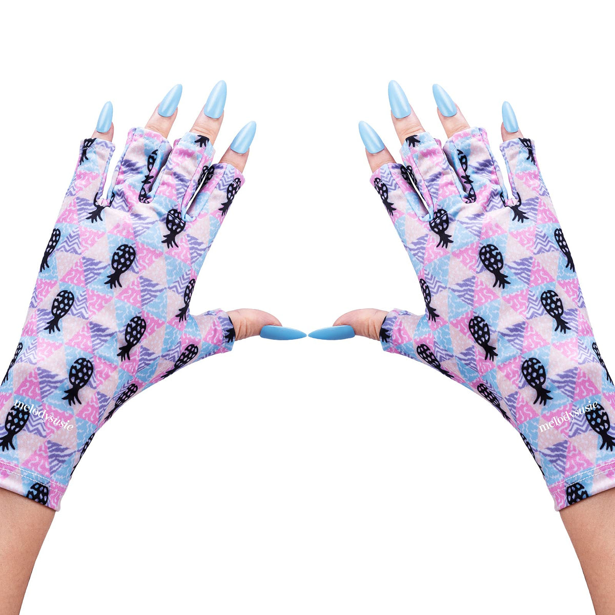 MelodySusie UV Gloves for Nails, UV Lamp Gloves for Manicures Protection, Pineapple Style Gel Manicure Gloves, Nail Art Skin Car