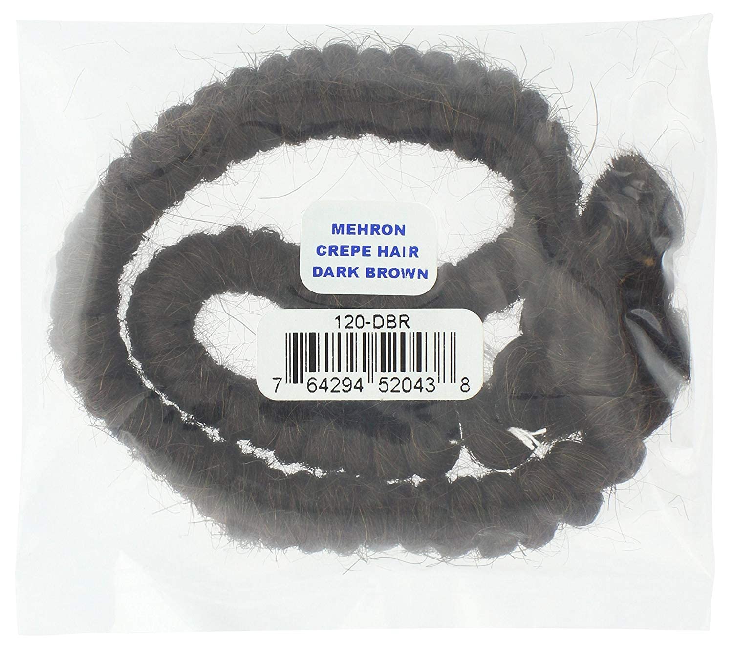 Mehron Makeup Crepe Hair 12-inch Braid (Dark Brown)
