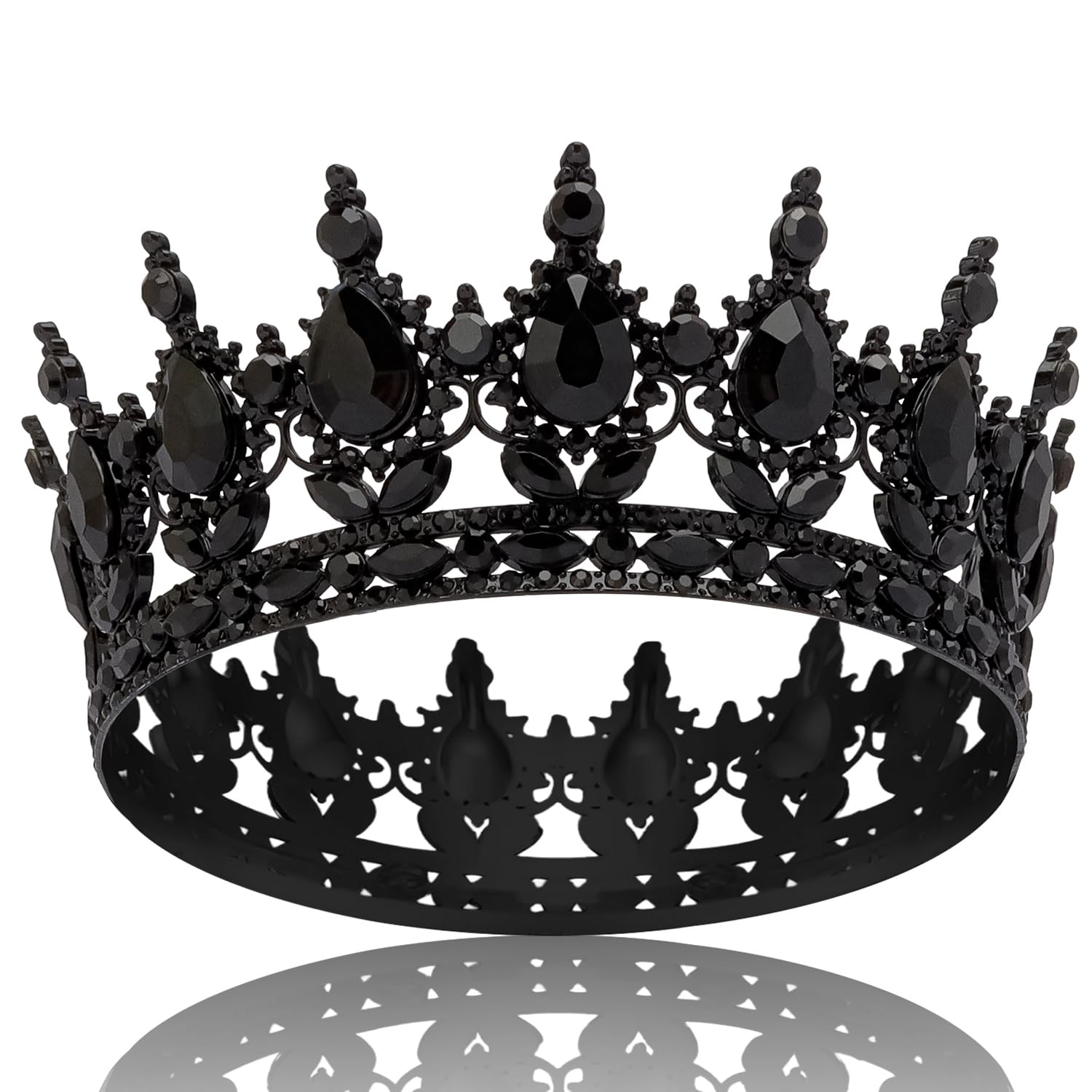 COCIDE Black Crowns for Women Gothic Tiaras for Women Emo Crown Dark Queen Princess Tiara Crystal Rhinestones Halloween Birthday