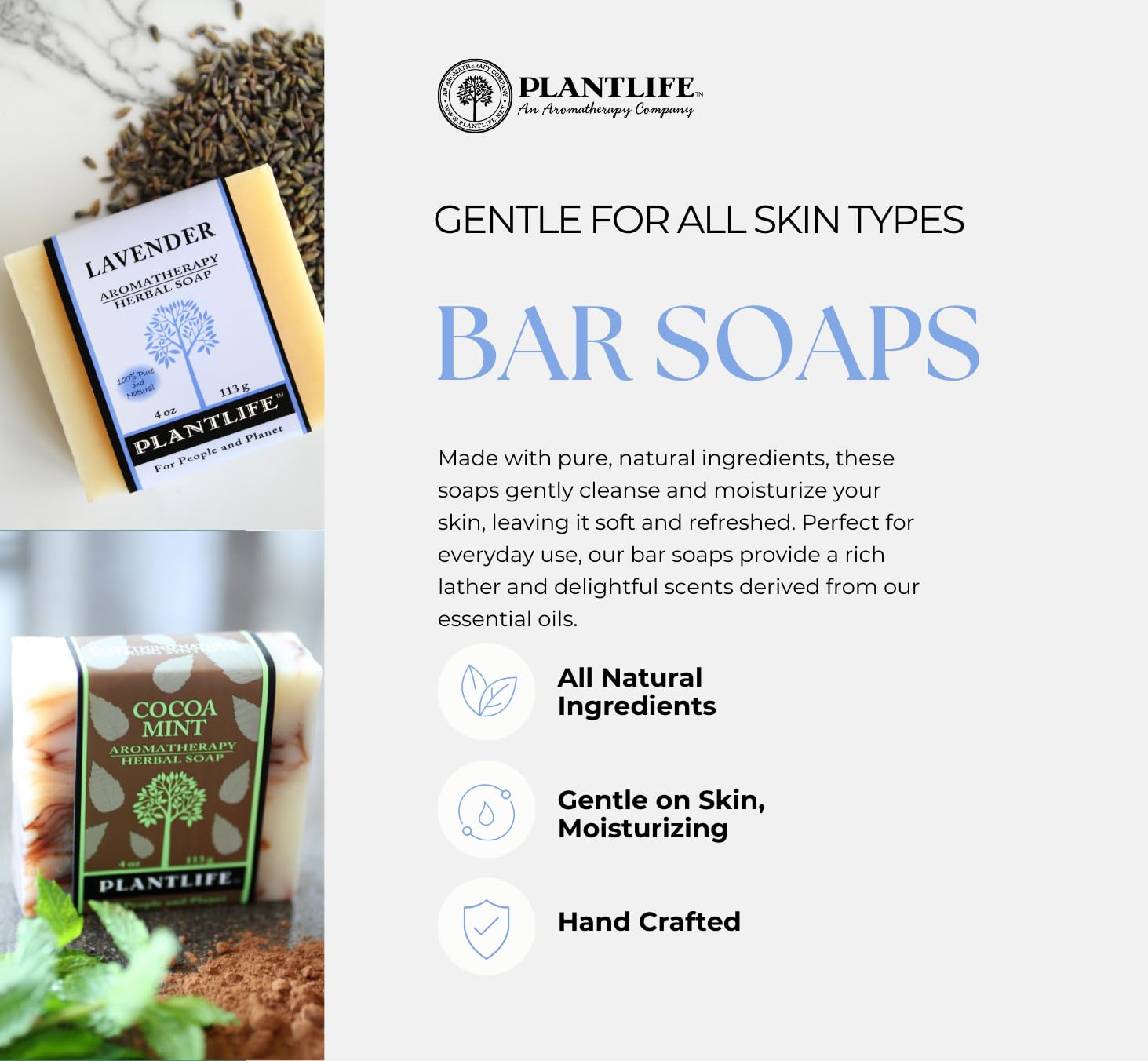 Plantlife Double Mint 3-Pack Bar Soap - Moisturizing And Soothing Soap For Your Skin - Hand Crafted Using Plant-Based Ingredient