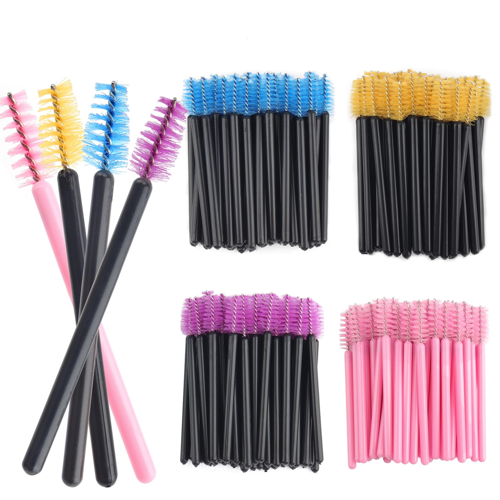 200 Pack Mascara Wands Mini Disposable Eyelash Brushes for Extensions Eye Lash Wand Brow Brush Makeup Tool Bulk(Mix Color)