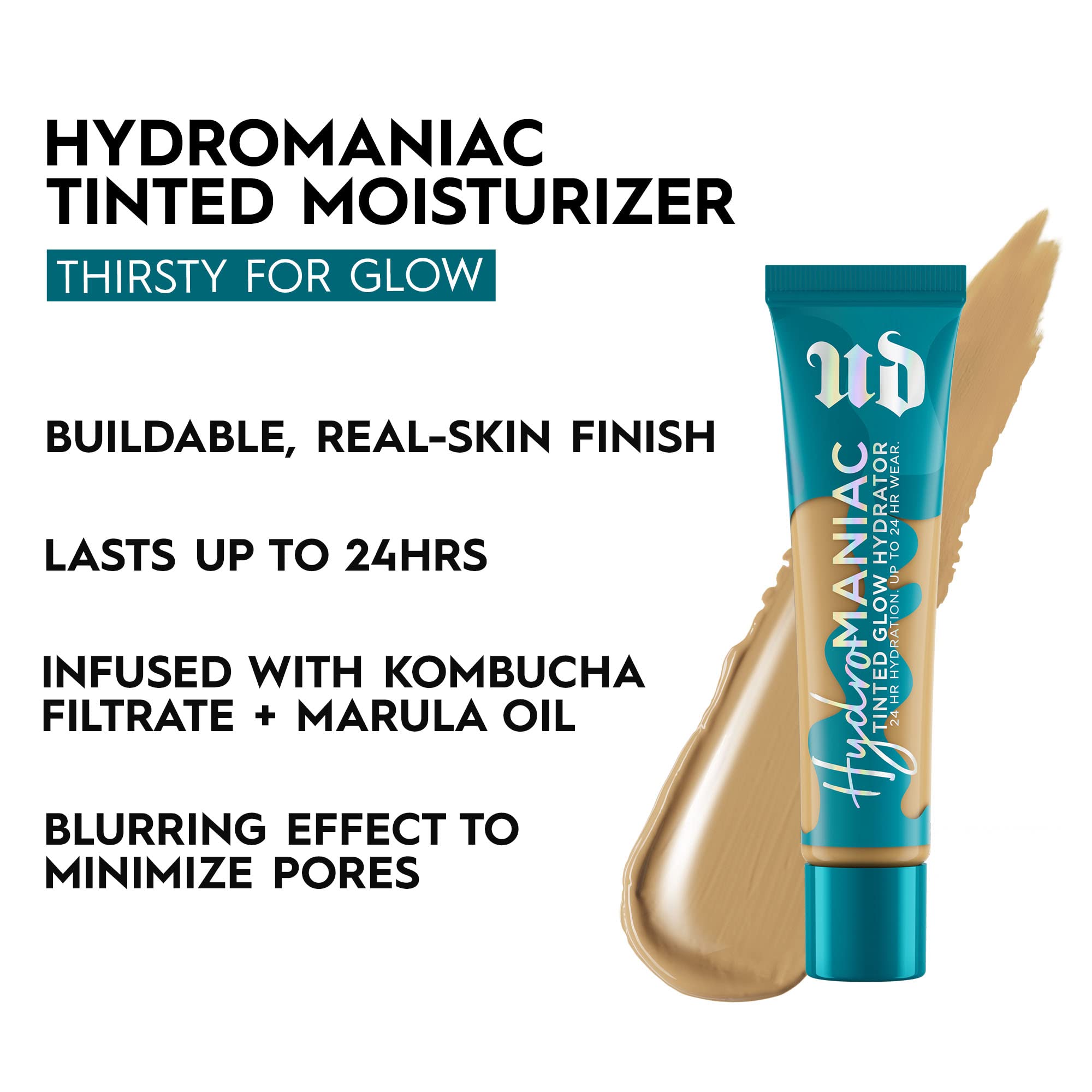 Urban Decay Hydromaniac Dewy Foundation (50 Medium Warm), Hydrating Tinted Moisturizer For Dry Skin, Buildable Medium Coverage,