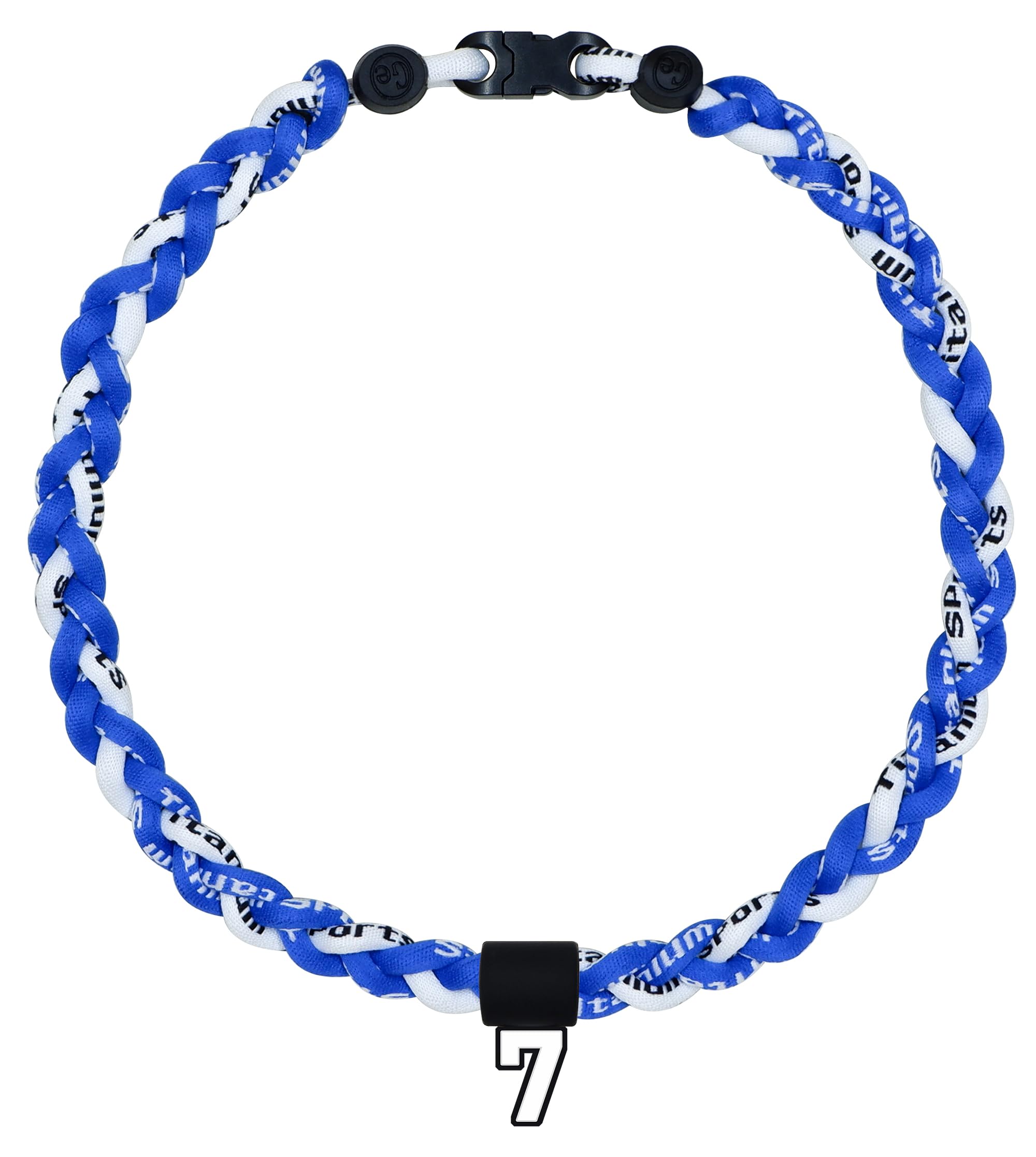 SUPBOMM Baseball Rope Necklaces, League Team Colors Braided Necklace with Number Pendant, Baseball Team Gifts, Royals, No. 7