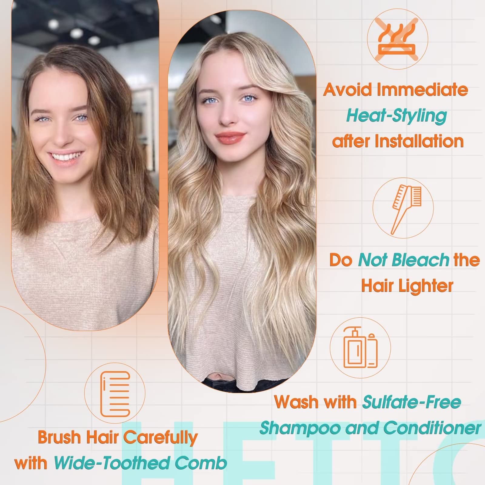 Hetto Blonde Weft Extensions Human Hair 22 Inch 100g Sew in Weft Hair Extensions Human Hair Blonde Brazilian Hand Tied Weft Huma