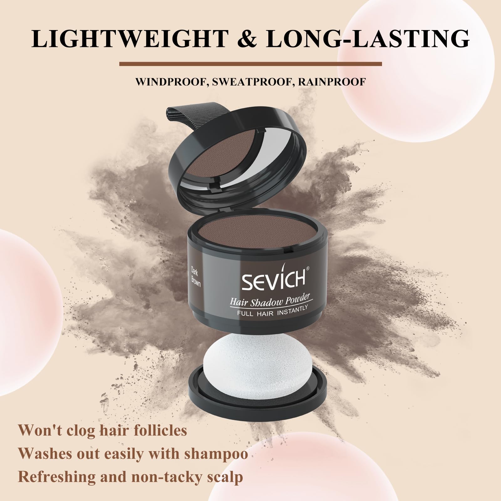 SEVICH Instantly Hairline Shadow Hairline Powder, Quick Cover Grey Hair Root Concealer, Eyebrows & Beard Line, Hair Root Touch U