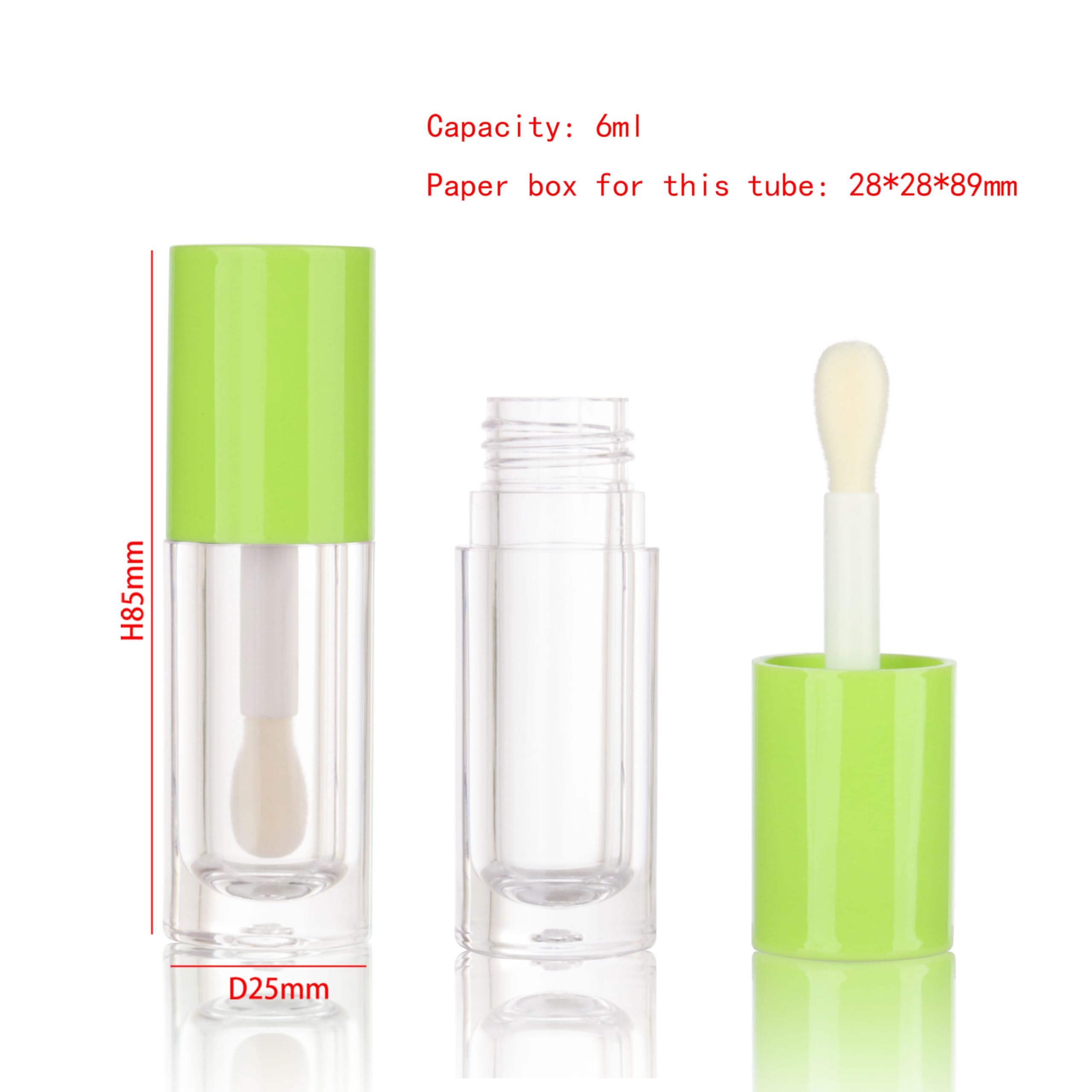 COSIDEA 14pcs Empty Green 6ml big doe foot wand lip gloss tubes Round Chunky lipgloss tubes containers wholesale with thick larg