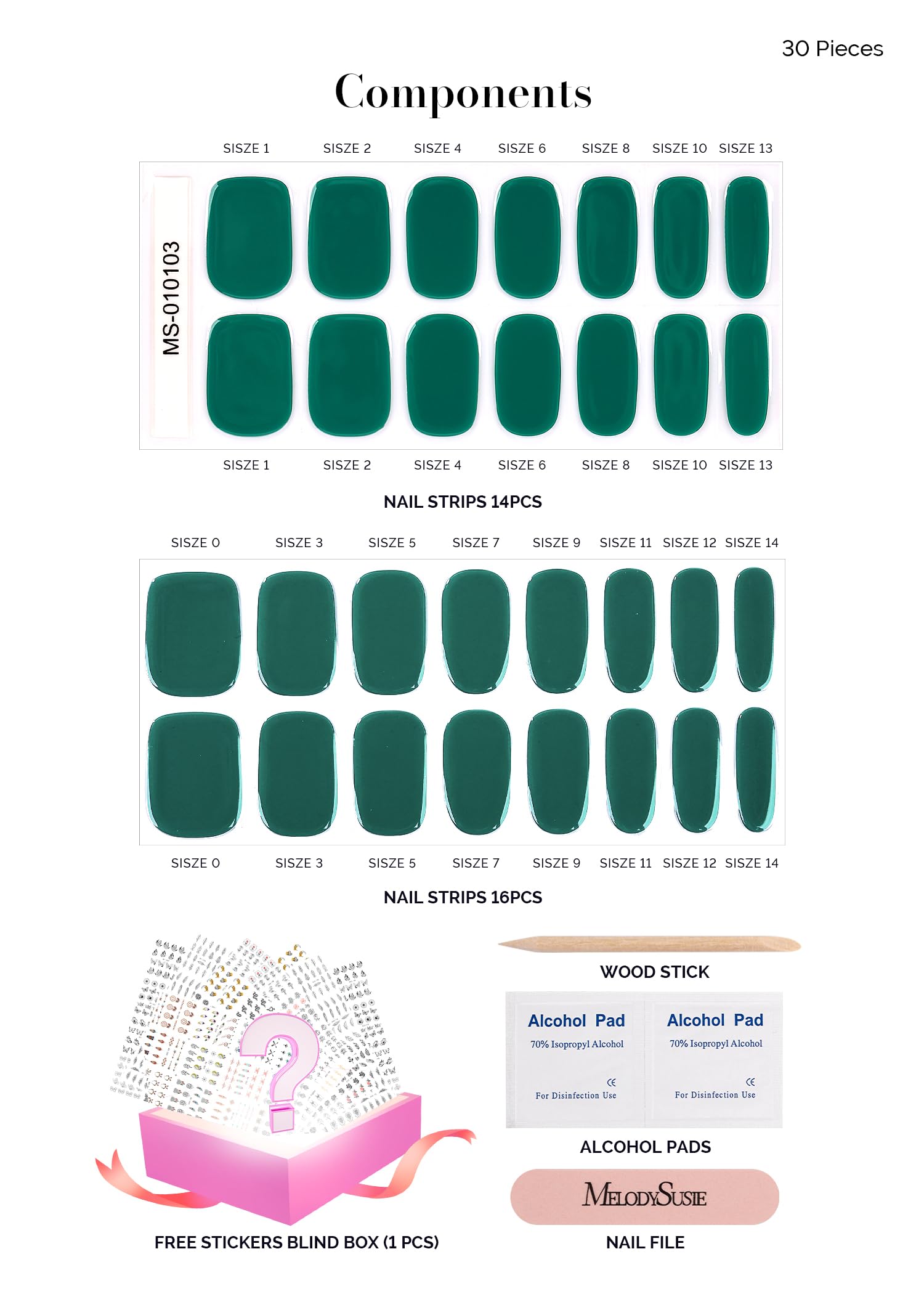 Melodysusie Semi Cured Gel Nail Strips, Green- Works With Any Nail Lamps, Salon-Quality, Long Lasting-St Patrick'S Day Gift, Inc
