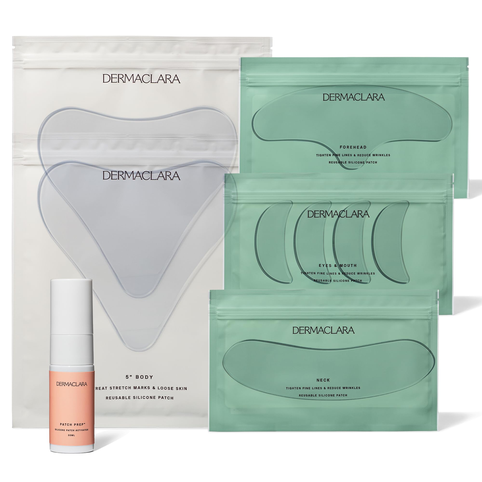 Dermaclara Silicone Patch Cheek to Cheek Kit  Anti Wrinkle Face Patches for Forehead, Smile Lines, Reusable Pads, Up to 30 Uses