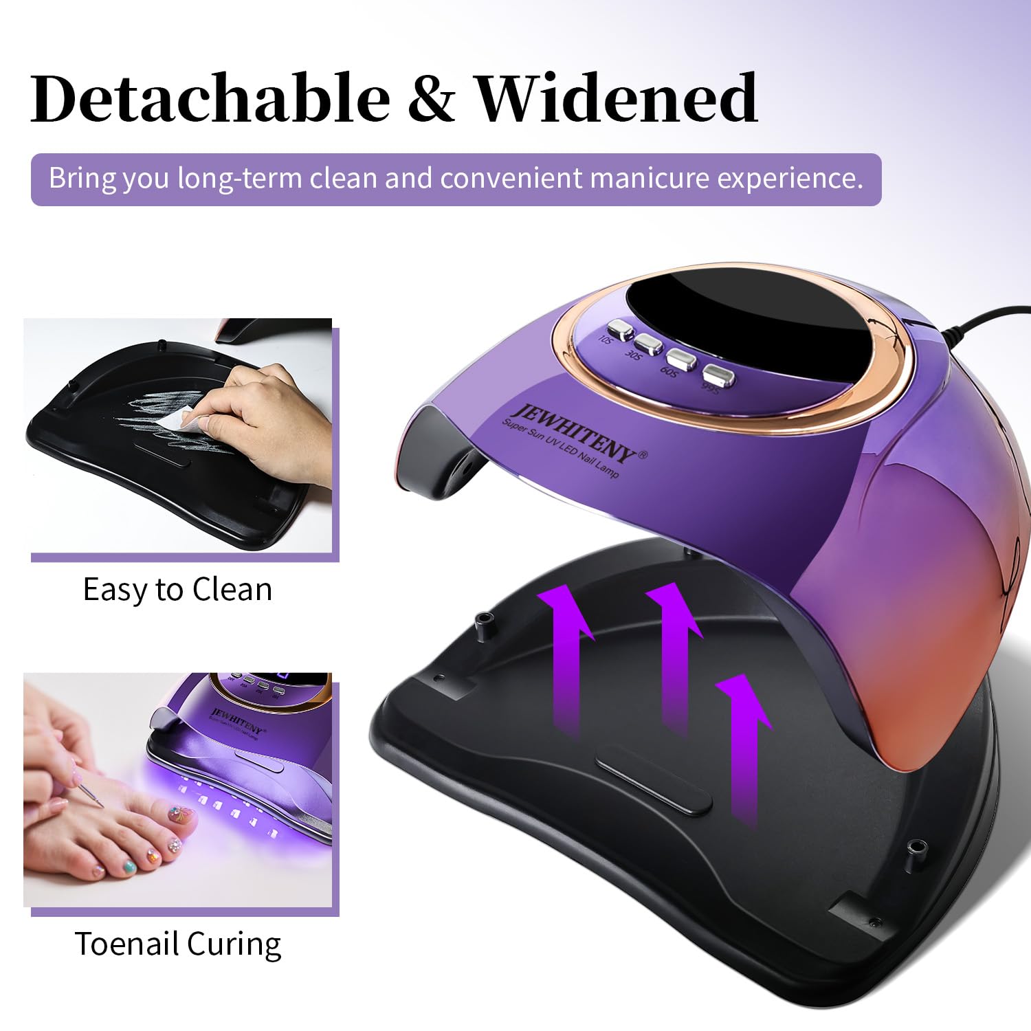JEWHITENY Purple Fast U V Dryer for Gel Nail Polish:Gel Manicure U V Light with 4 Timers & Automatic Sensor Gel Nail Lamp Profes