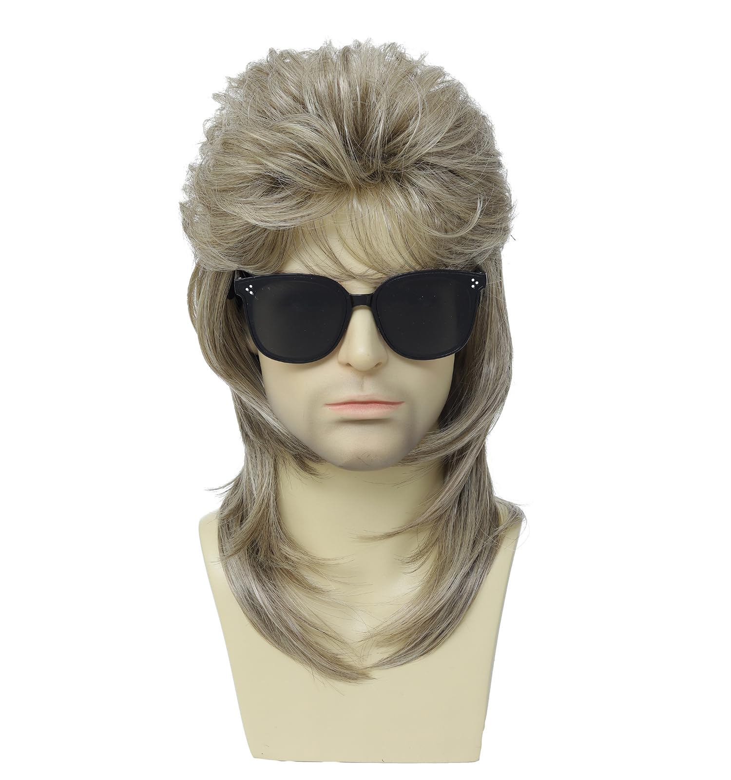 Traqur Mullet Wigs for Men Joe Dirt Emo Wig 80s 90s Costumes Fancy Party Accessory Cosplay Wig Halloween Man x (Blonde)