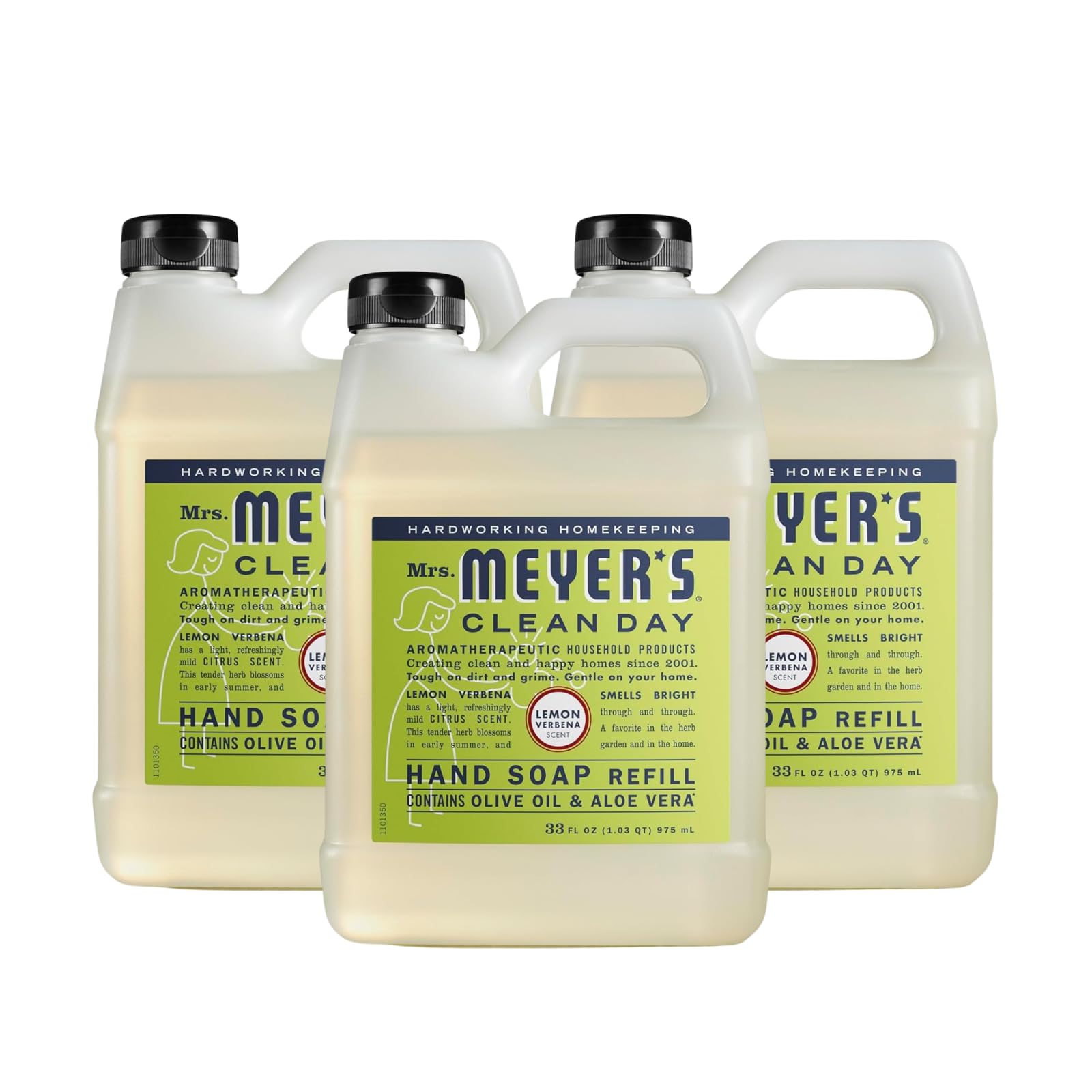 MRS. MEYER'S CLEAN DAY Liquid Hand Soap Refill Lemon Verbena (33 Fl Oz (Pack of 3))