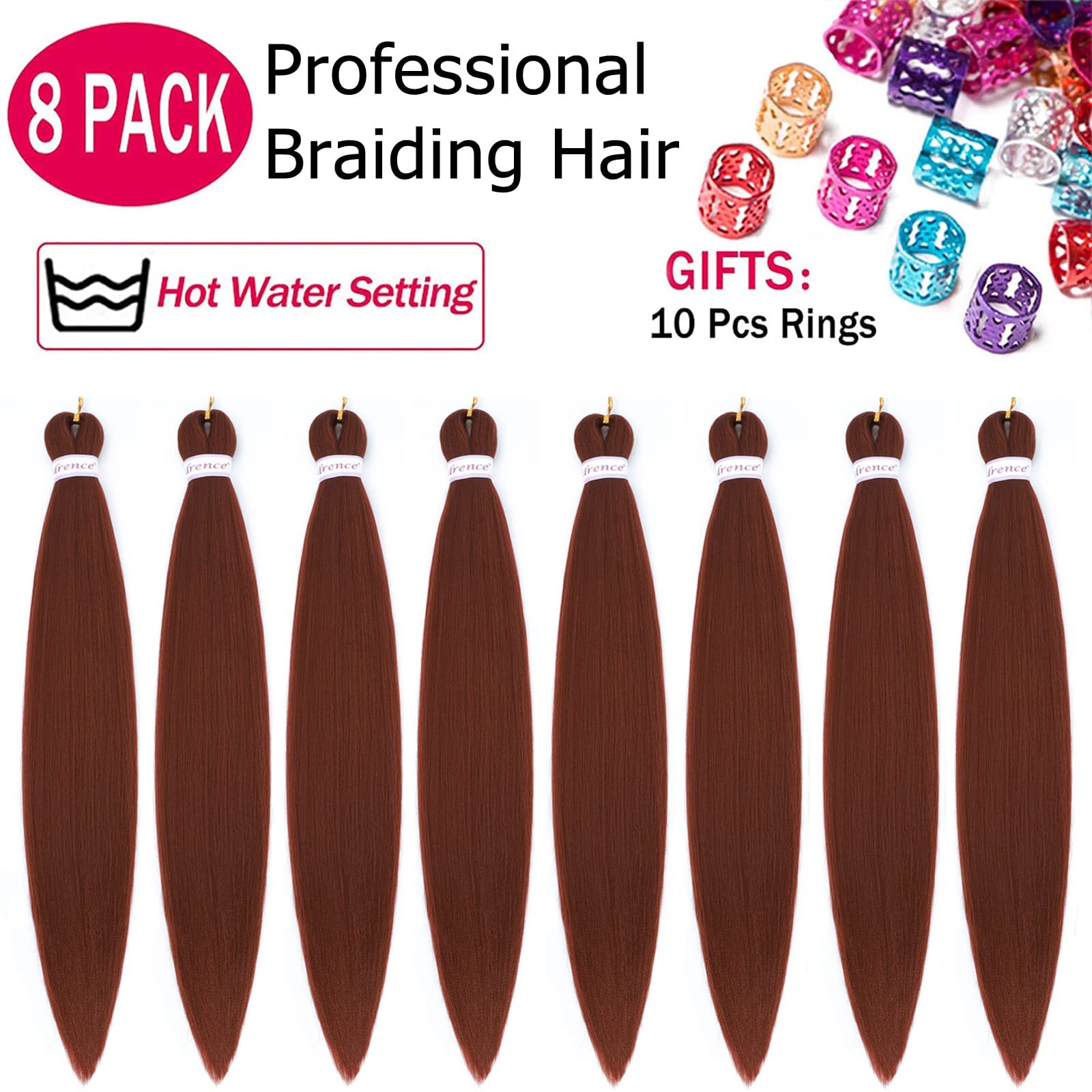 Alrence Pre Stretched Braiding Hair Long Braid 30 Inch 8 Packs Professional Braiding Hair Extensions Synthetic Crochet Twist Bra