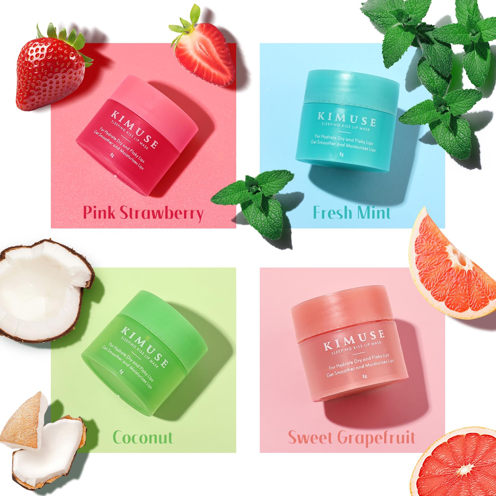 KIMUSE Lip Mask, Lip Sleeping Mask: Moisturizing, Hydrating, Nourishing Lip Care Products, Vitamin C, Shea Butter & Antioxidants