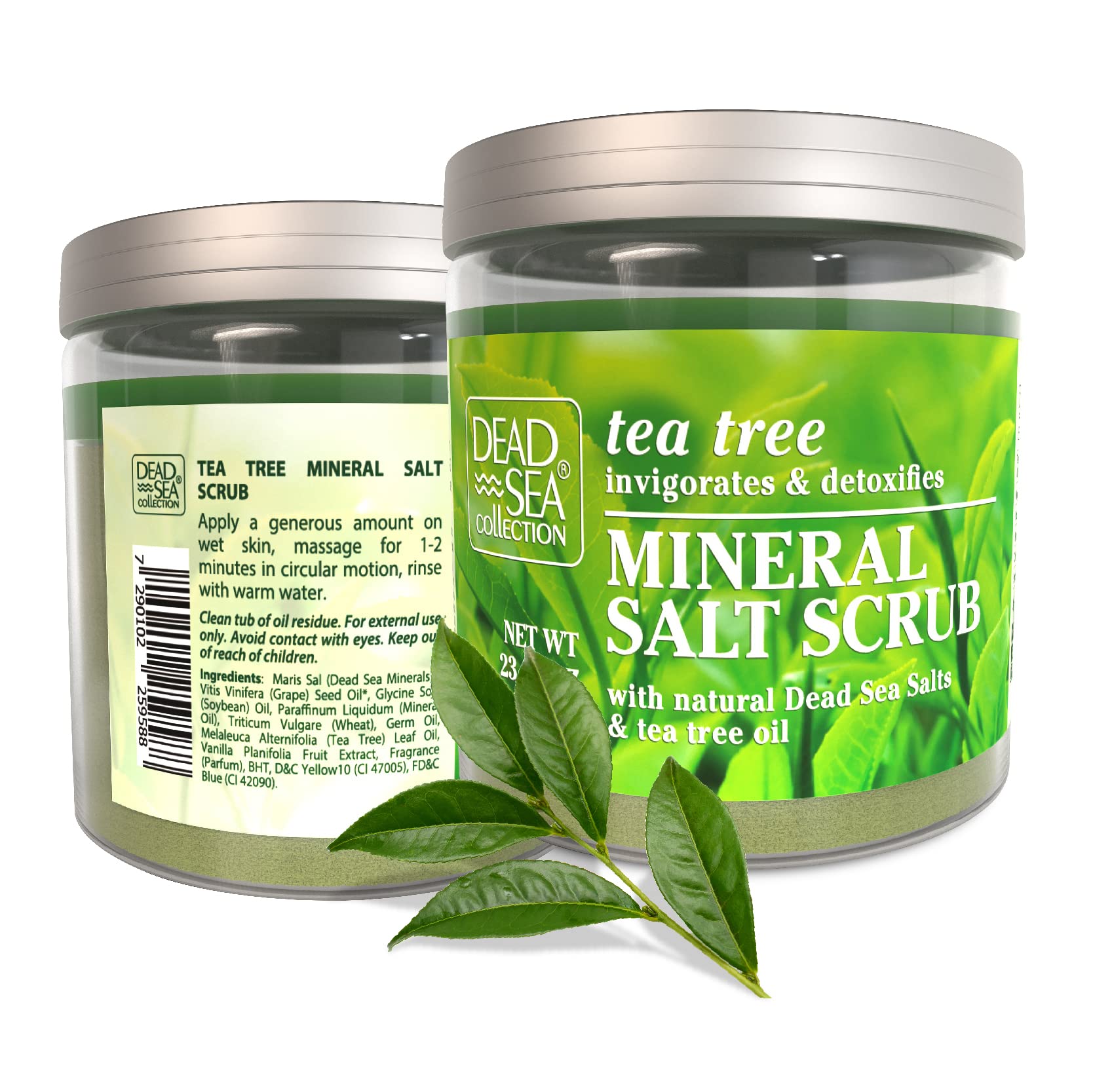 Dead Sea Collection Salt Body Scrub - Large 2328 Oz - With Tea Tree - Exfoliating Effect - Includes Organic Essential Oils And N