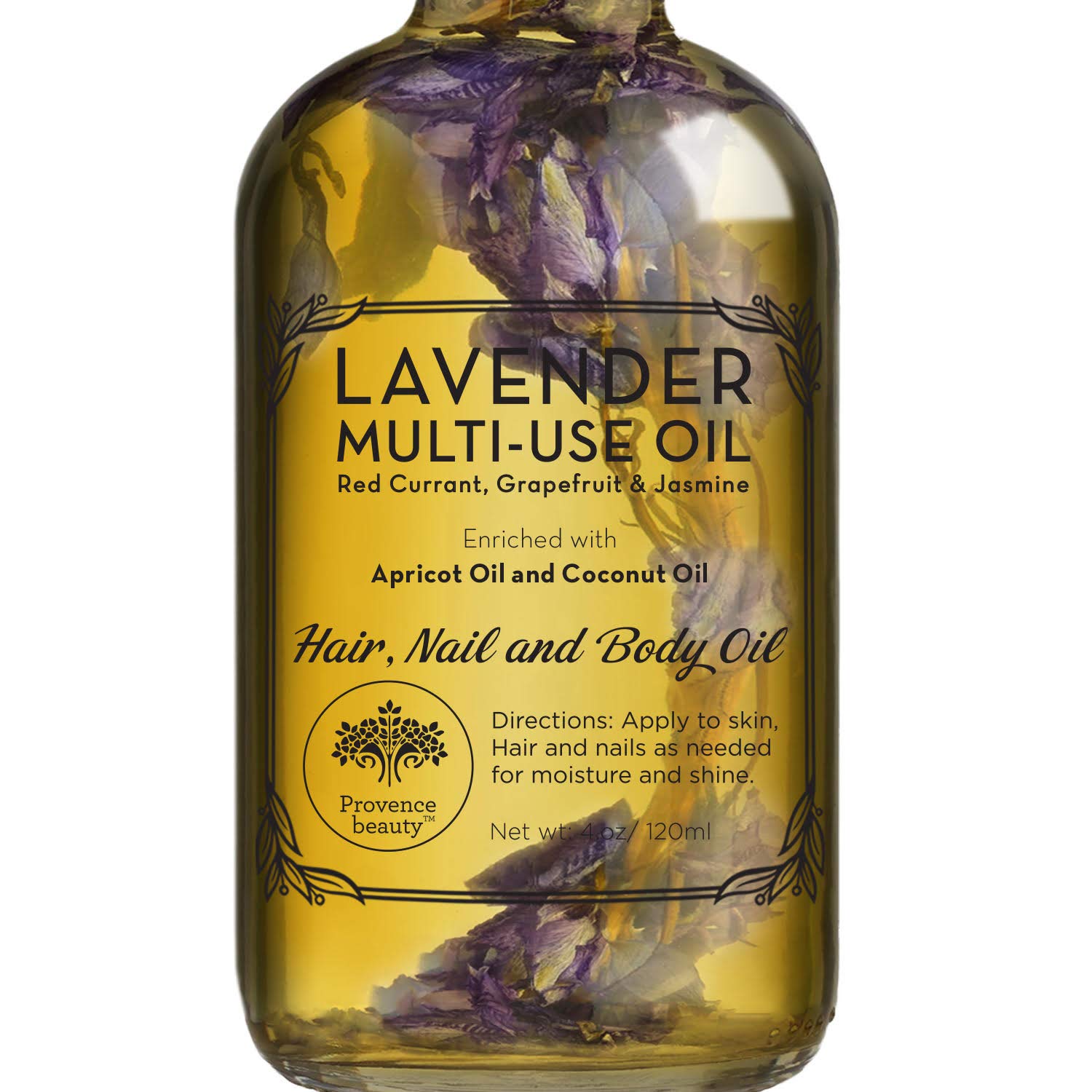 Lavender Multi-Use Oil for Face, Body and Hair - Organic Blend of Apricot, Vitamin E, Fractionated Coconut and Sweet Almond Oil 