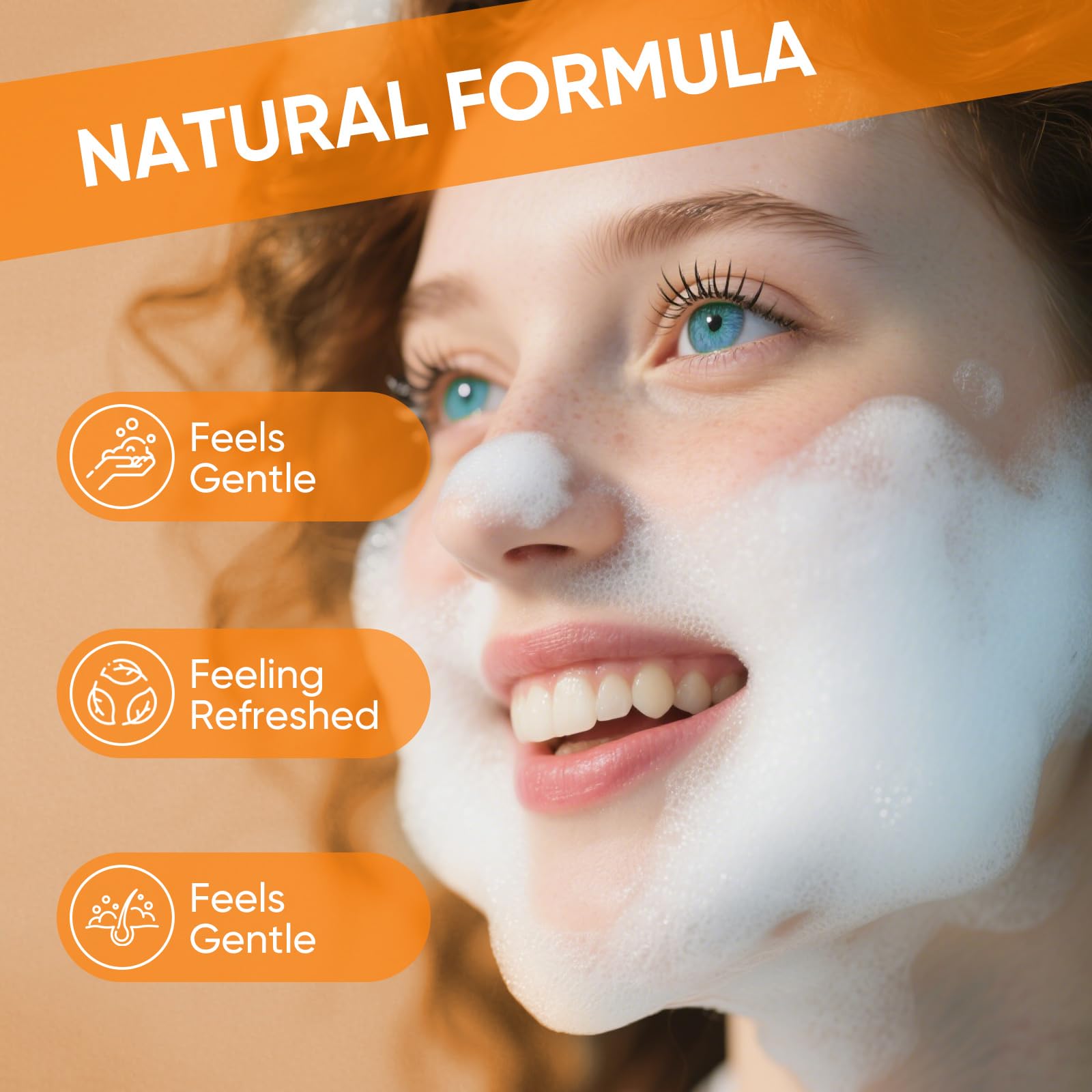 2PCS Turmeric Face Wash with Brush, Turmeric Foaming Facial Cleanser, Fit for All Skin Care with Coconut Oil, 3.38 fl.oz/pc