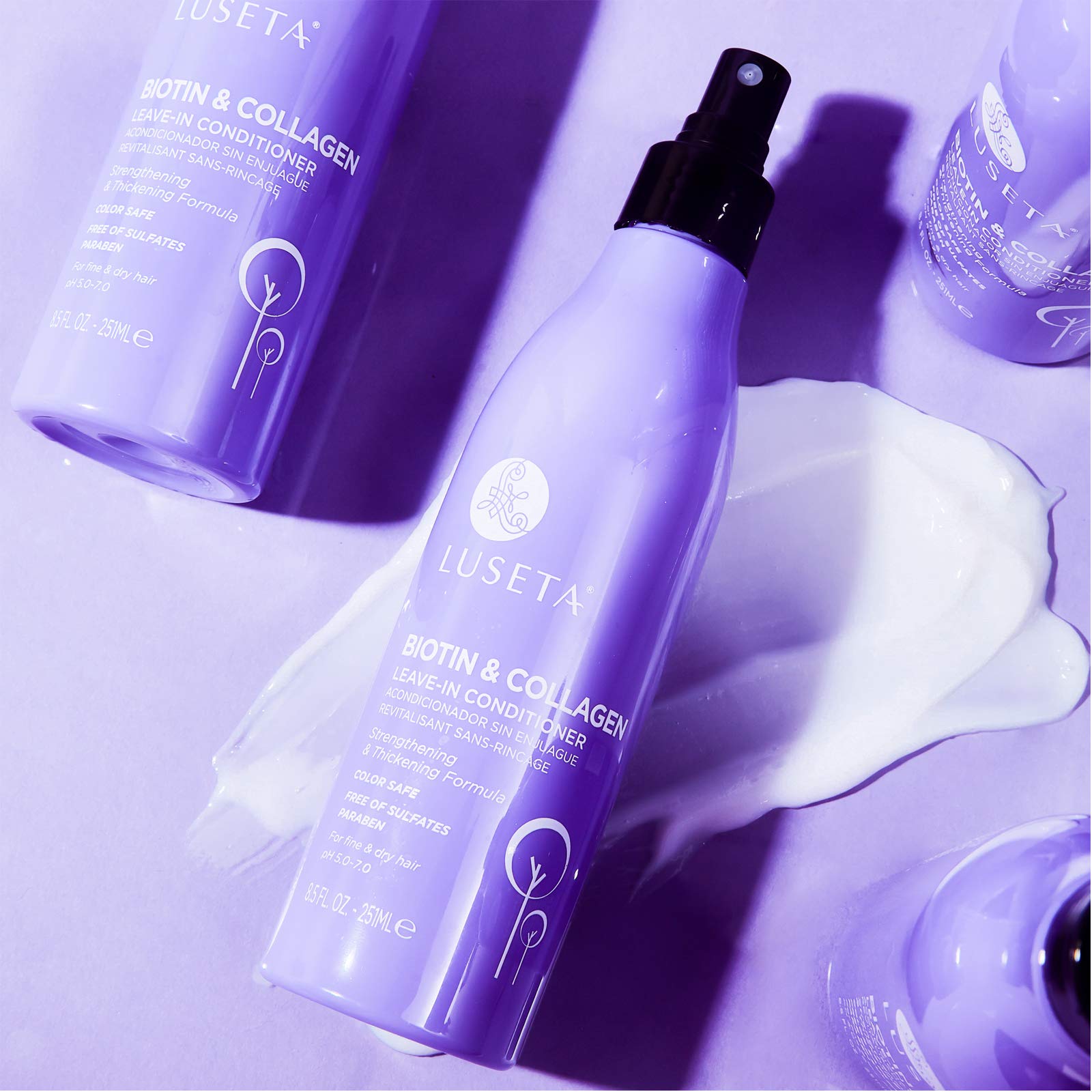L LUSETA Biotin Leave-In Conditioner for Dry Damaged Hair, 8.5 Fl Oz - Thickening Volume & Hair Detangler Spray for Women