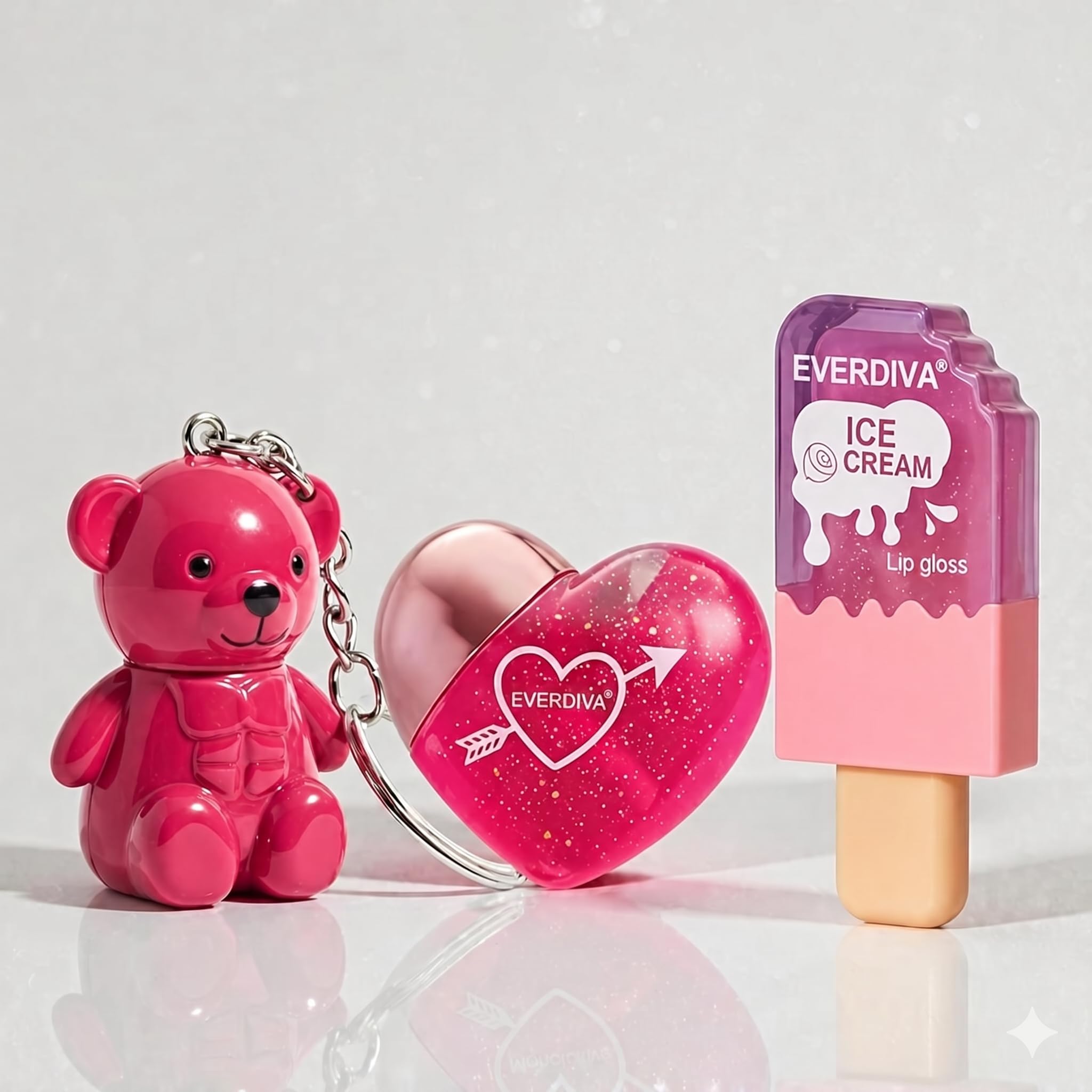 Lip Gloss Combo Set For Girls  Ice Cream & Heart Shape Lip Gloss With Matte Liquid Lipstick | Waterproof, LongLasting Lip Make