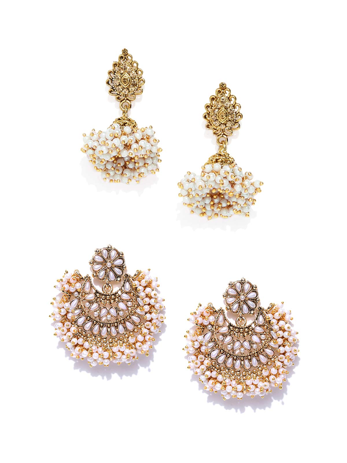 Zaveri Pearls Golden Non Precious Metal Dangler Earrings For Women (Zpfk9040)