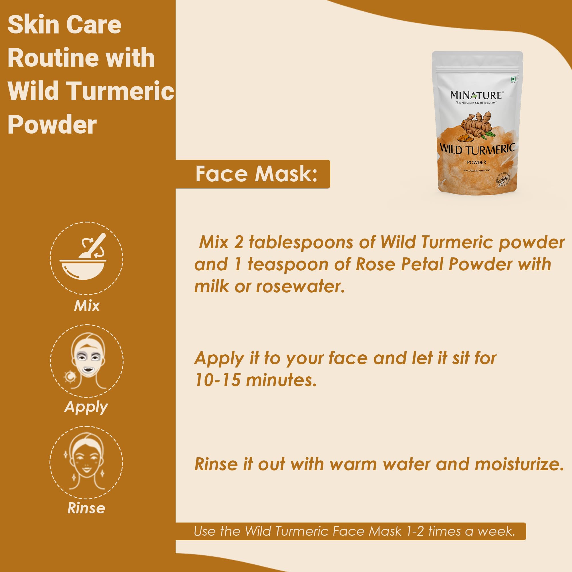 Wild Turmeric Powder by mi nature | Kasturi Manjal(Jungli Haldi/Amba haldi) Powder | Dark Spot, Pigmentation,Tan Removal|Natural