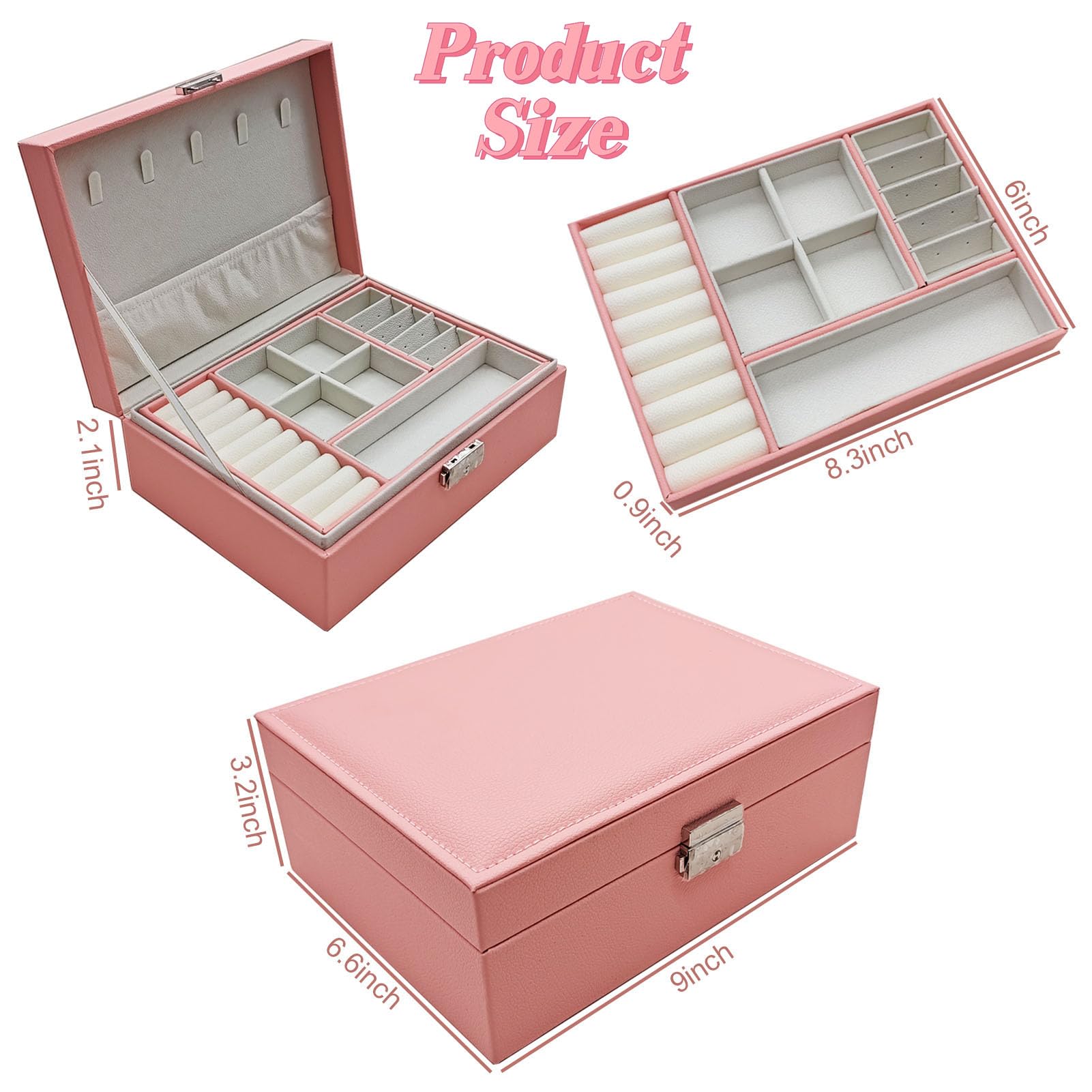 Jewelry Box With Hair Accessories For Girls, Hair Clips/Barrettes/Hair Ties/Bows/Toy Rings/Bracelets/Earrings/Hair Ropes/Hair El