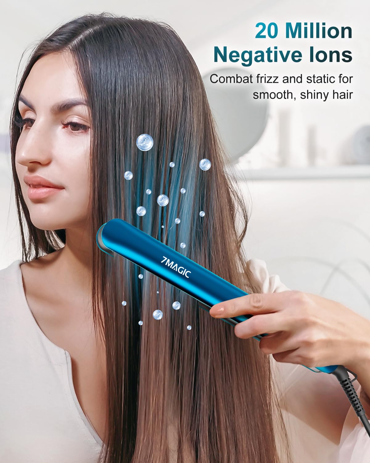 7MAGIC Hair Straightener, Ceramic Flat Iron with LCD, Professional 2 in 1 Hair Iron for Thick Hair, 11 Heat Settings Styling Too