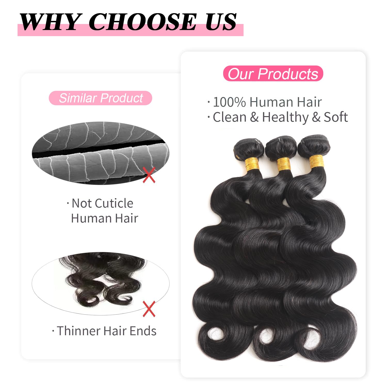 Hswpawk 12A Human Hair Bundles 24 26 28Inch Body Wave Bundles Human Hair 100% Unprocessed Brazilian Virgin Hair 3 Bundles Deals