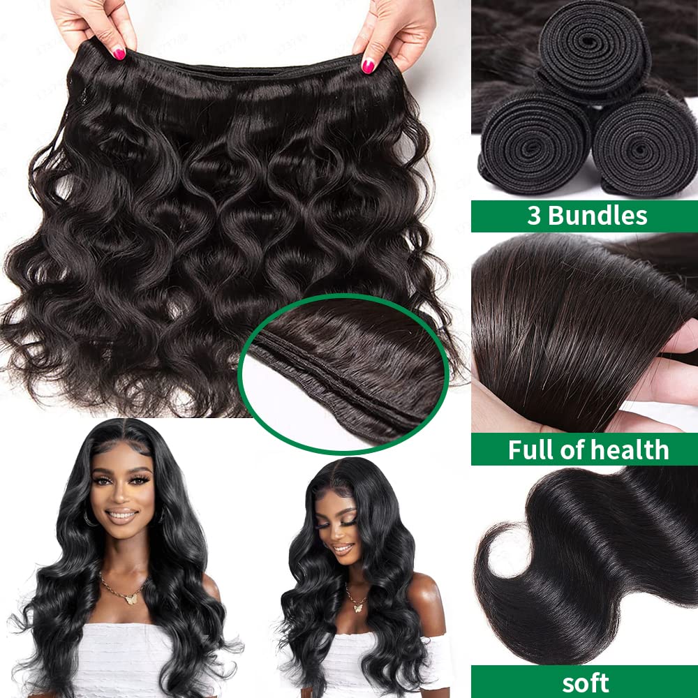 26 28 30 Inch Human Hair Bundles Human Hair Body Wave Bundles Human Hair 12A Weave Bundles Human Hair Brazilian Hair Bundles 100