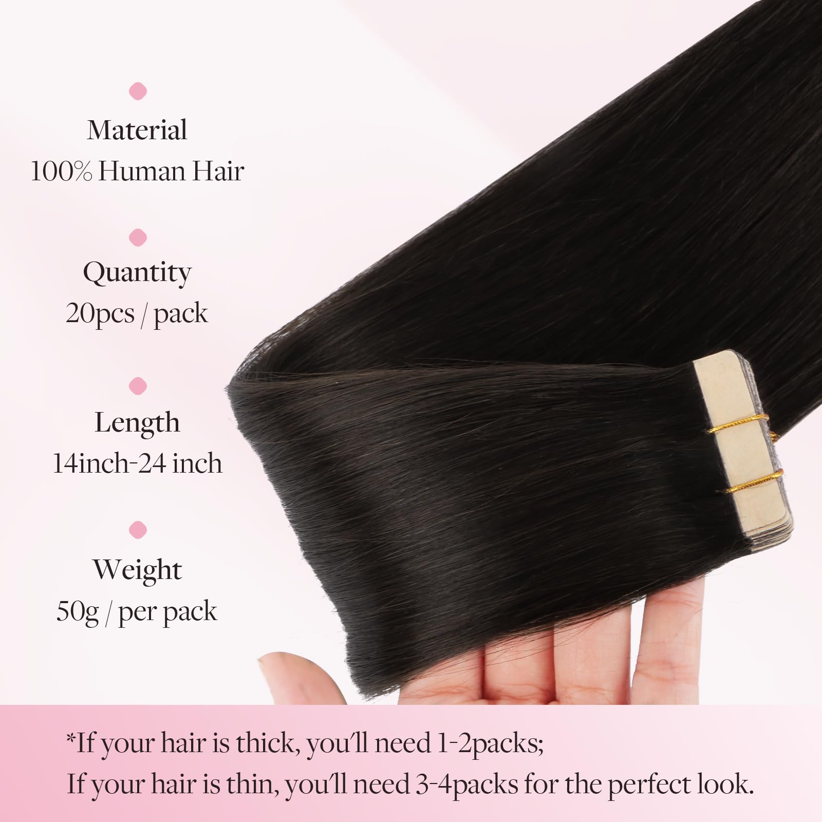 Maxita Tape In Hair Extensions Human Hair Dark Brown 24 Inch 50G 20Pcs Remy Human Hair Extensions Straight Seamless Real Hair Ex