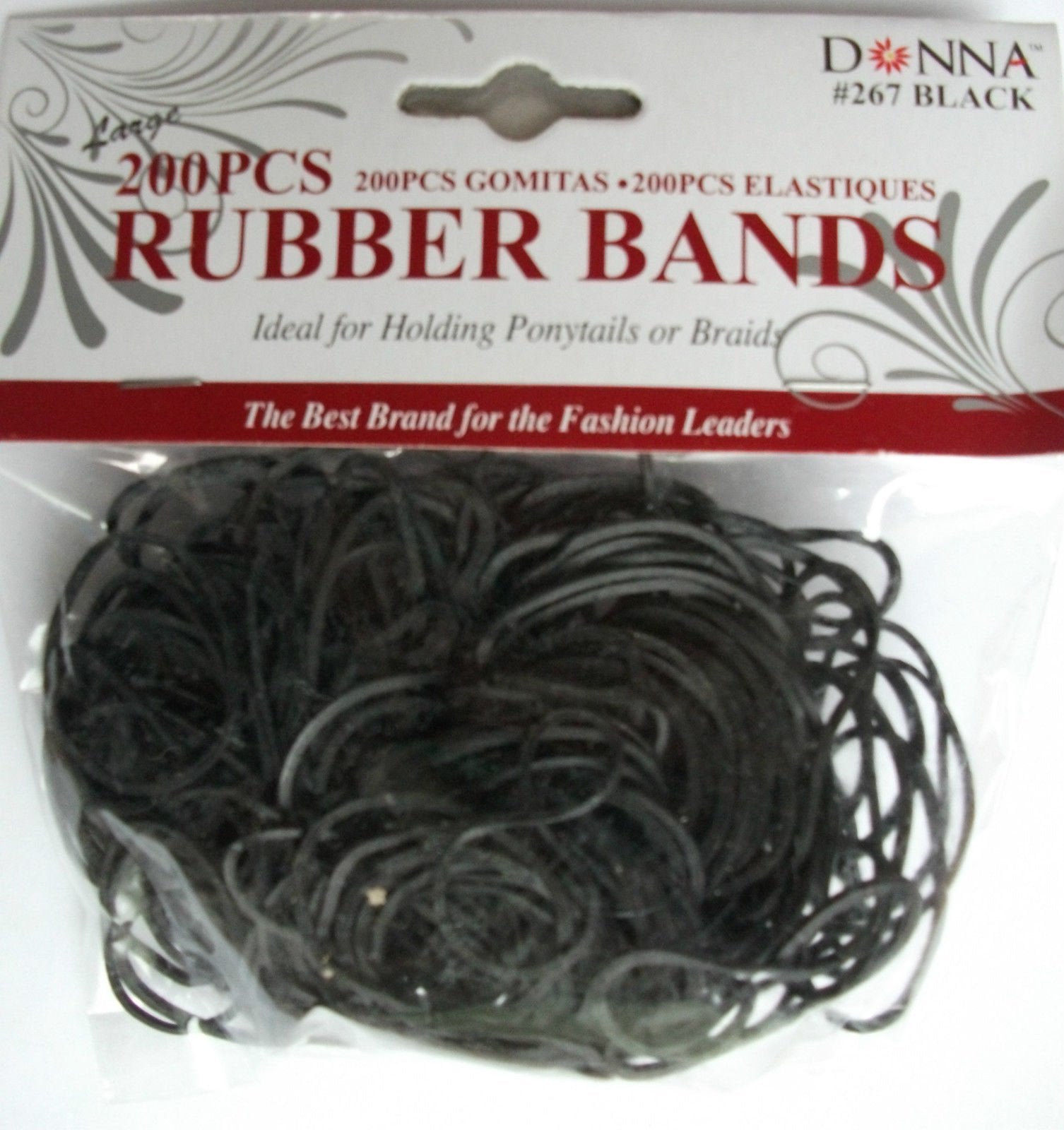 Donna Collection Elastic Bands, Black, 200 Count