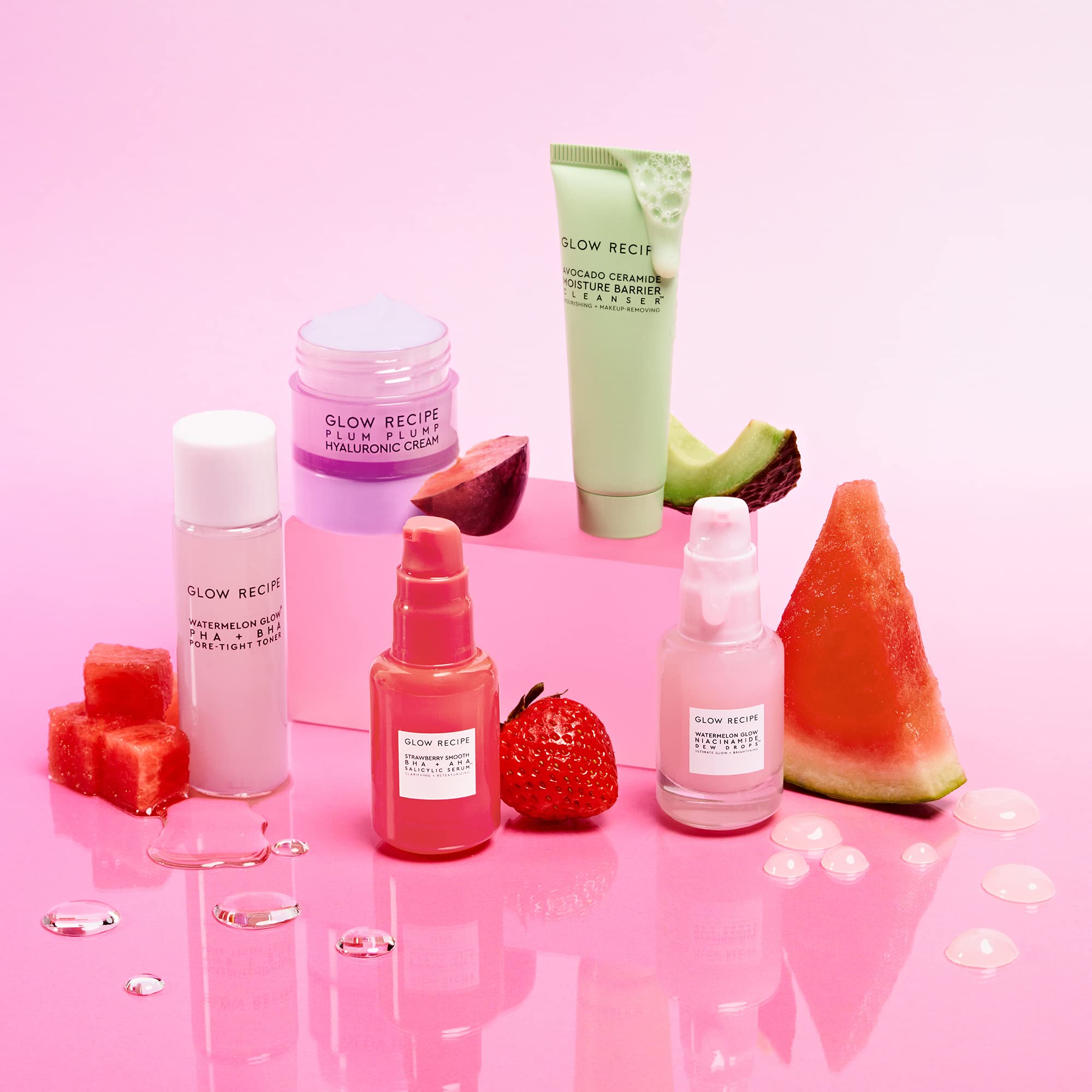 glow Recipe - Fruit Babies Bestsellers Kit - Mini Travel Size Beauty Essentials - Avocado Foam cleanser, Niacinamide Dew Drops S