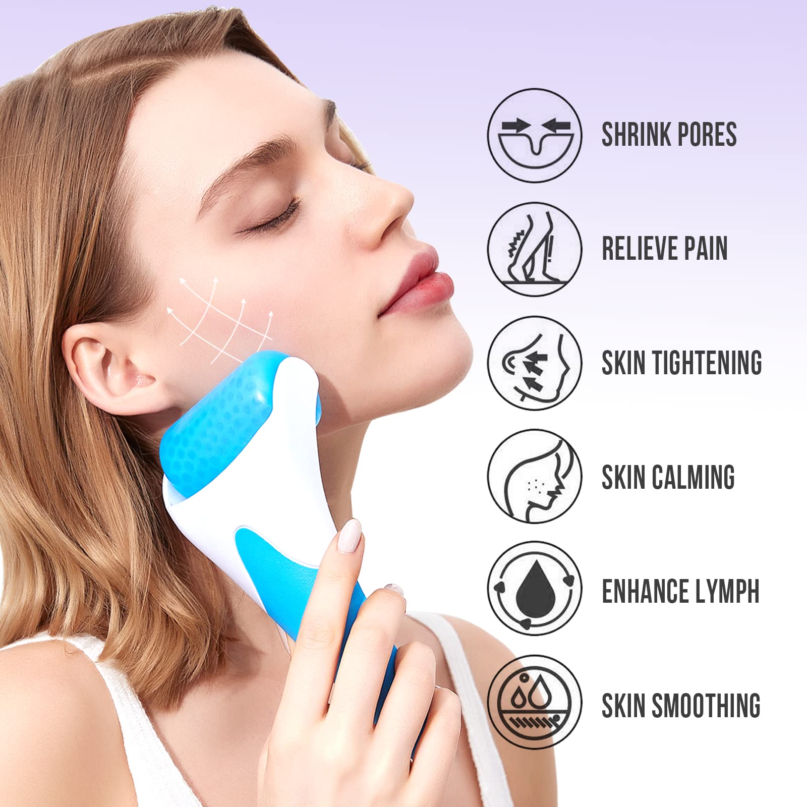 Teenitor Ice Face Massager For Eye, Puffiness, Migraine, Pain Relief And Minor Injury, Cold Facial Roller Freezer Tighten Skin C