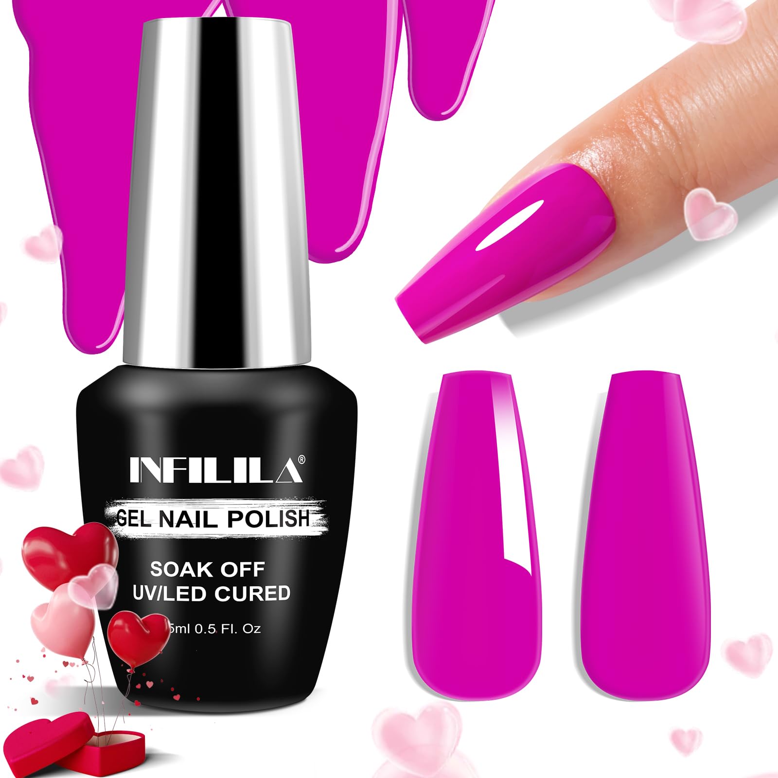 NXJ INFILILA Purple Gel Nail Polish, 15ml Dark Purple Gel Polish, Hema Free Purple Gel Polish Lavender Color Nail Polish Gel Hig