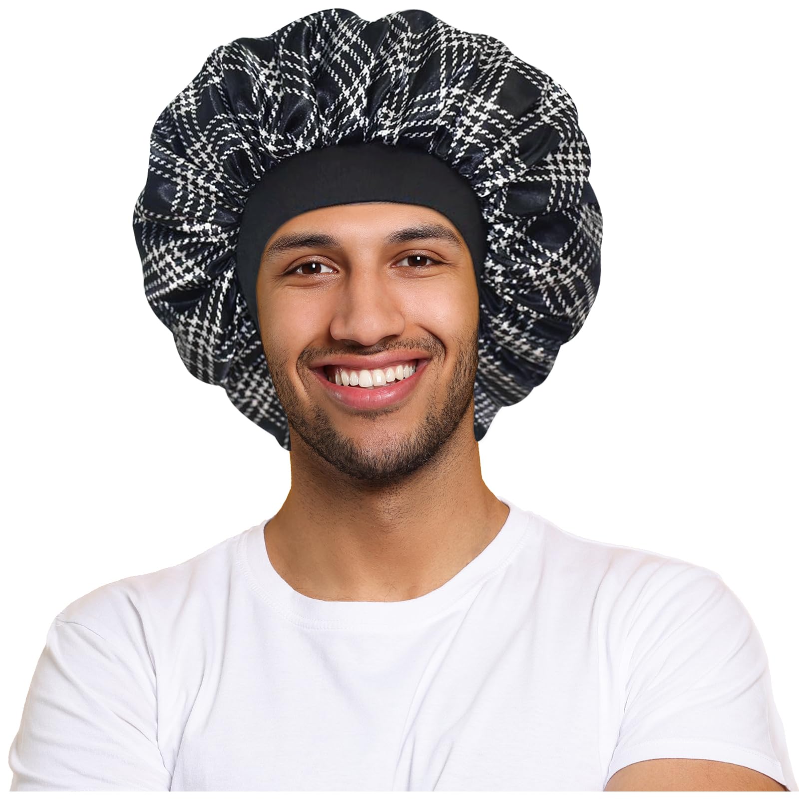 BONNET QUEEN Silk Sleeping Bonnet Satin Adjustable Big Large Curly Reversible Double Layer Braids Wig Natural Hair Wrap Night Sl