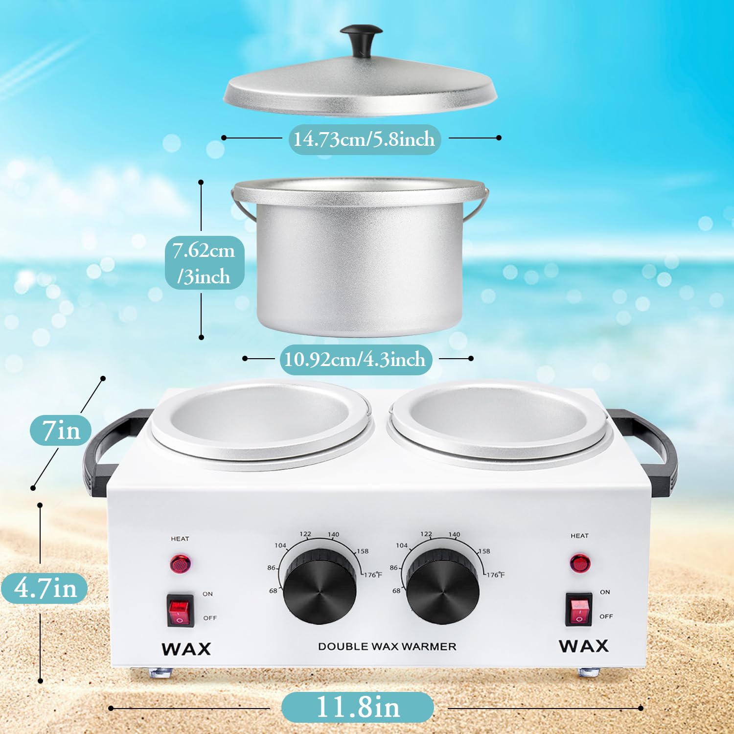 Professional Dual Wax Warmer For Hair Removal, Double Electric Wax Heater Machine With 100Pcs Wax Sticks-Wax Pots With Adjustabl