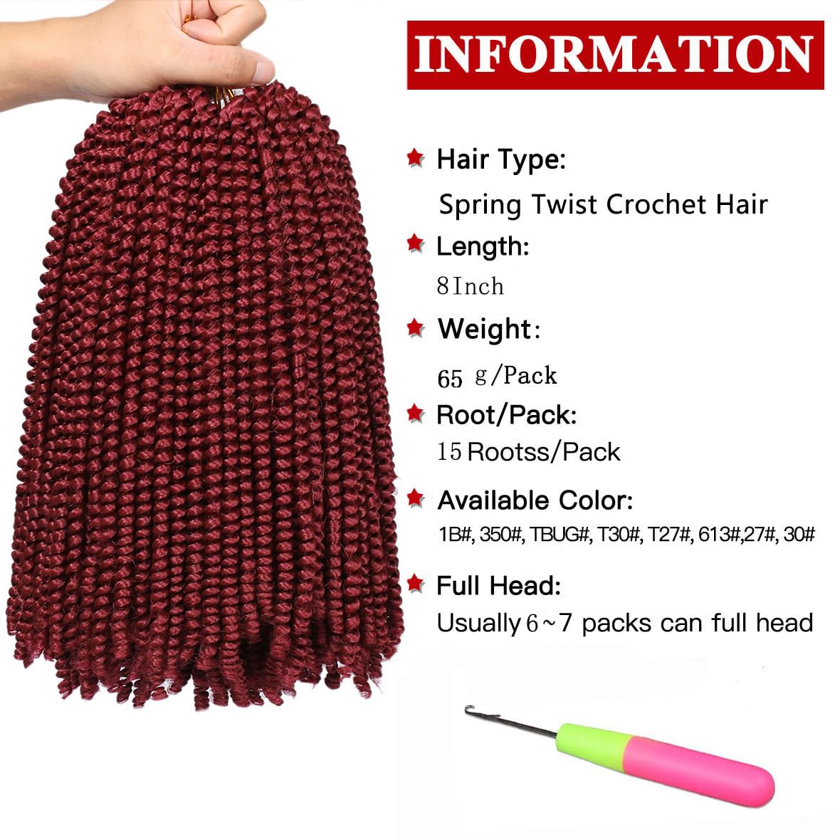 Xtrend 6Pack 90strands Spring Twist Crochet Braids Hair for Distressed Butterfly Locs 8 Inch Fluffy Twist Hair Synthetic Braidin