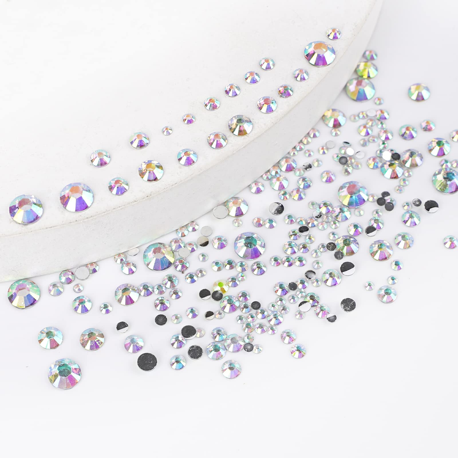 Canvalite 1500Pcs Rhinestones Flat Back Gems, Nail Rhinestones Nail Art Gems With Pick Up Tweezers And Rhinestone Picker Dotting